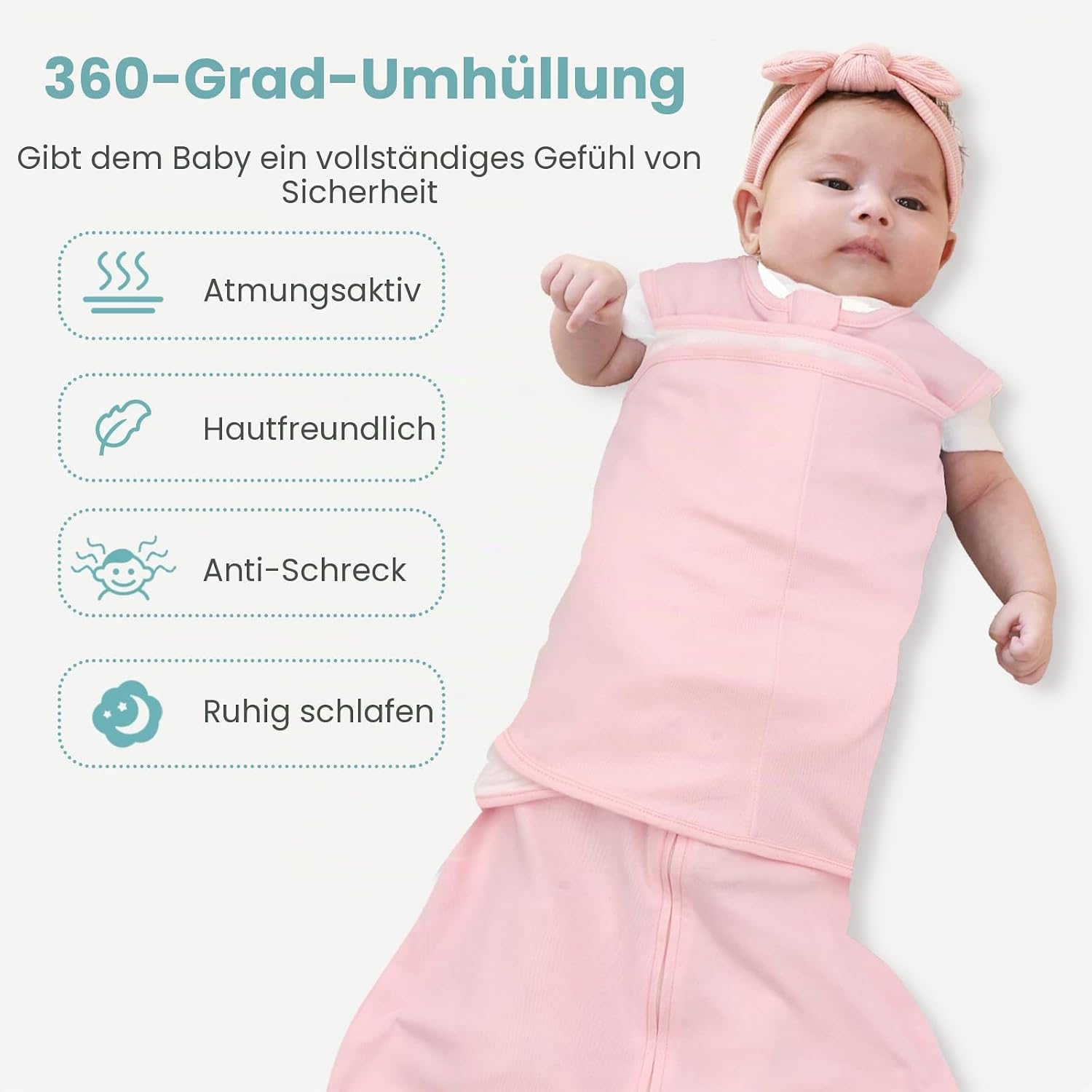 Detalle de Neugeborene Baby Schlafsack 1 Tog – Sommerschlafsack und Swaddle aus 100% Baumwolle (0–12 Monate)