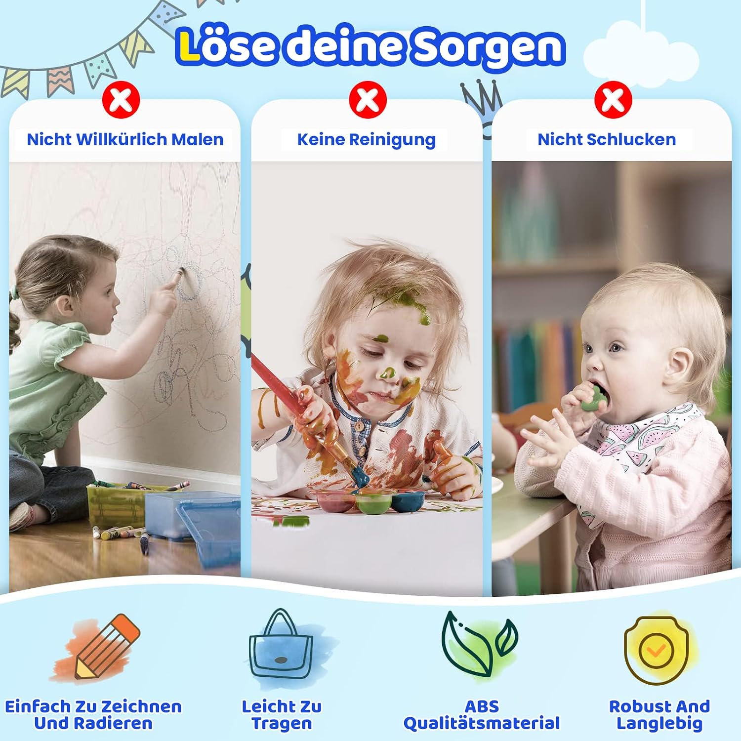 Detalle de Kikidex Magnetische Zaubertafel für Kleinkinder (1–3 Jahre) – Dunkelblau