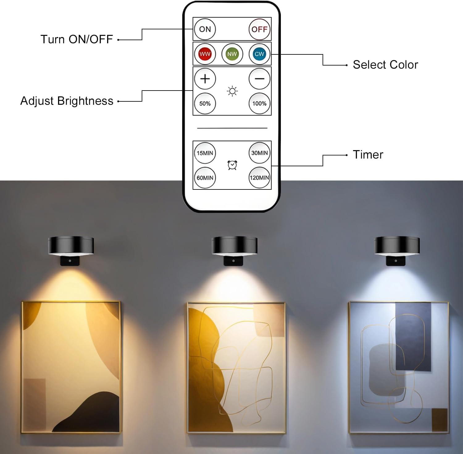Thumbnail 3 de Anmossi LED Picture Wall Light 3-pack, rechargeable 🖼