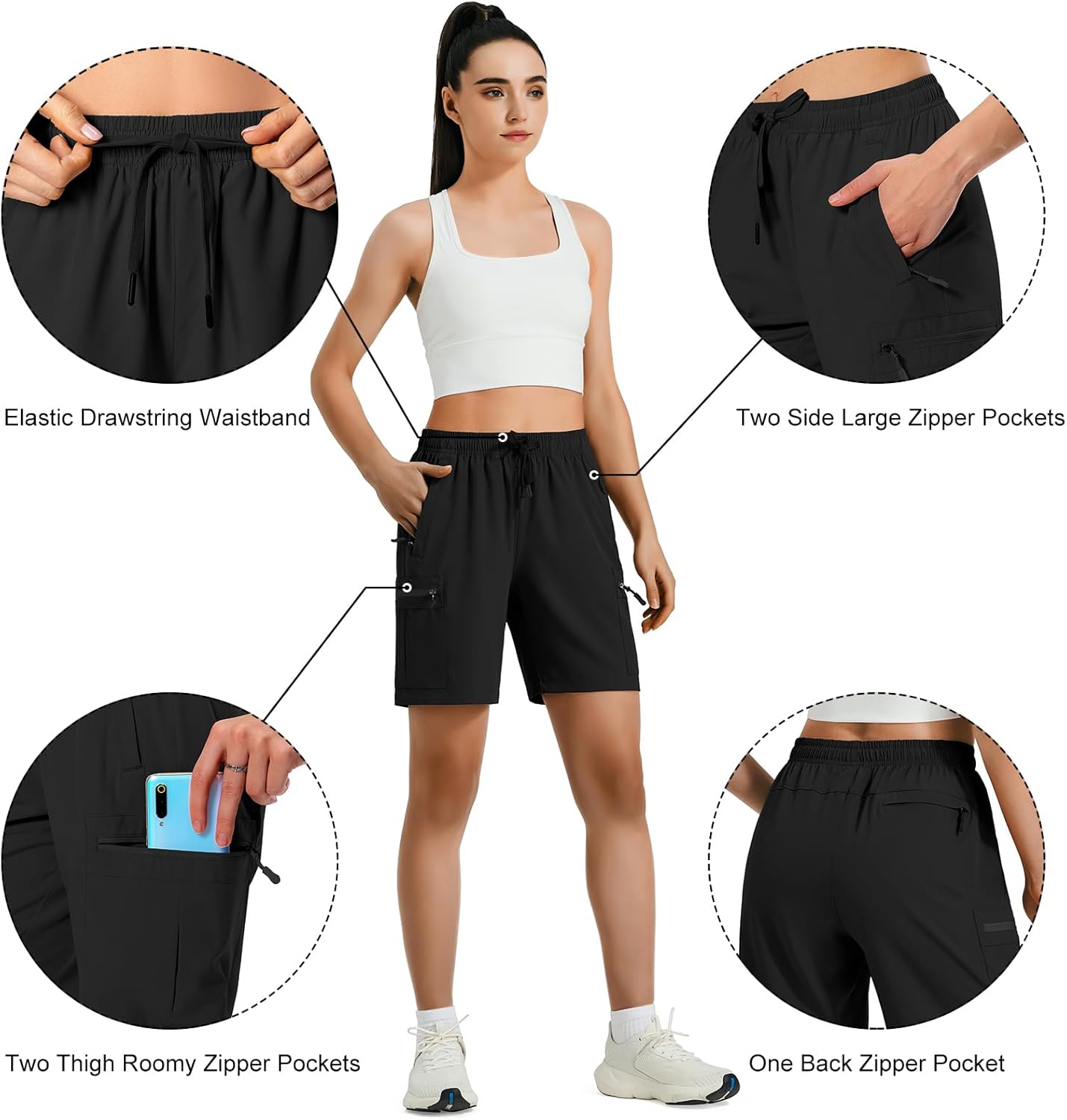 Thumbnail 4 de Hugut Women's Lightweight Hiking Cargo Shorts