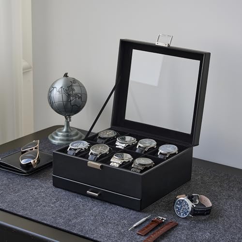Thumbnail 6 de ProCase caja para 8 relojes de doble nivel con tapa de cristal, negra