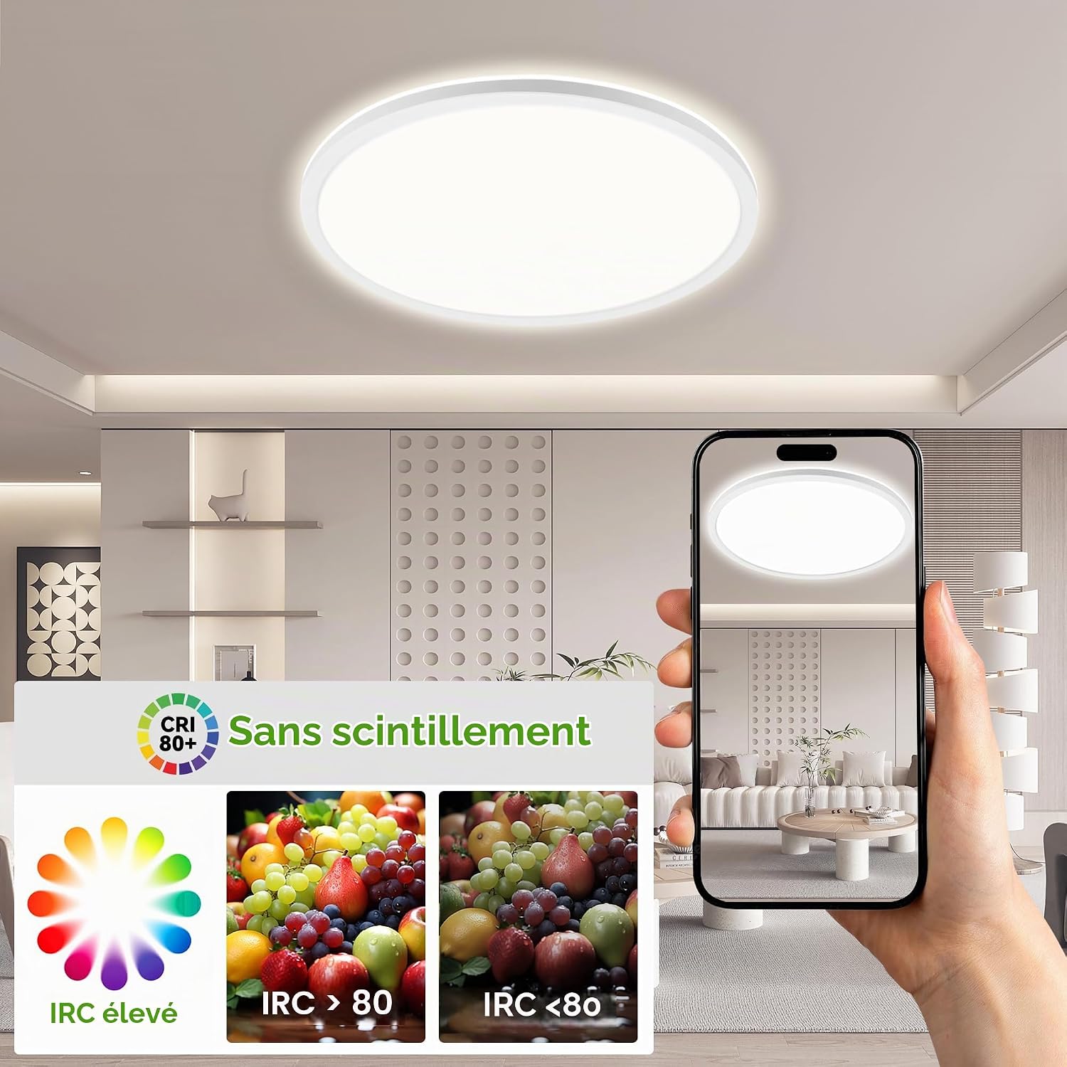 Detalle 1 de ONDTA OD88-15A-4R plafondlamp, 16 W, 4000 K, 3.400 lm, rond, energieklasse A