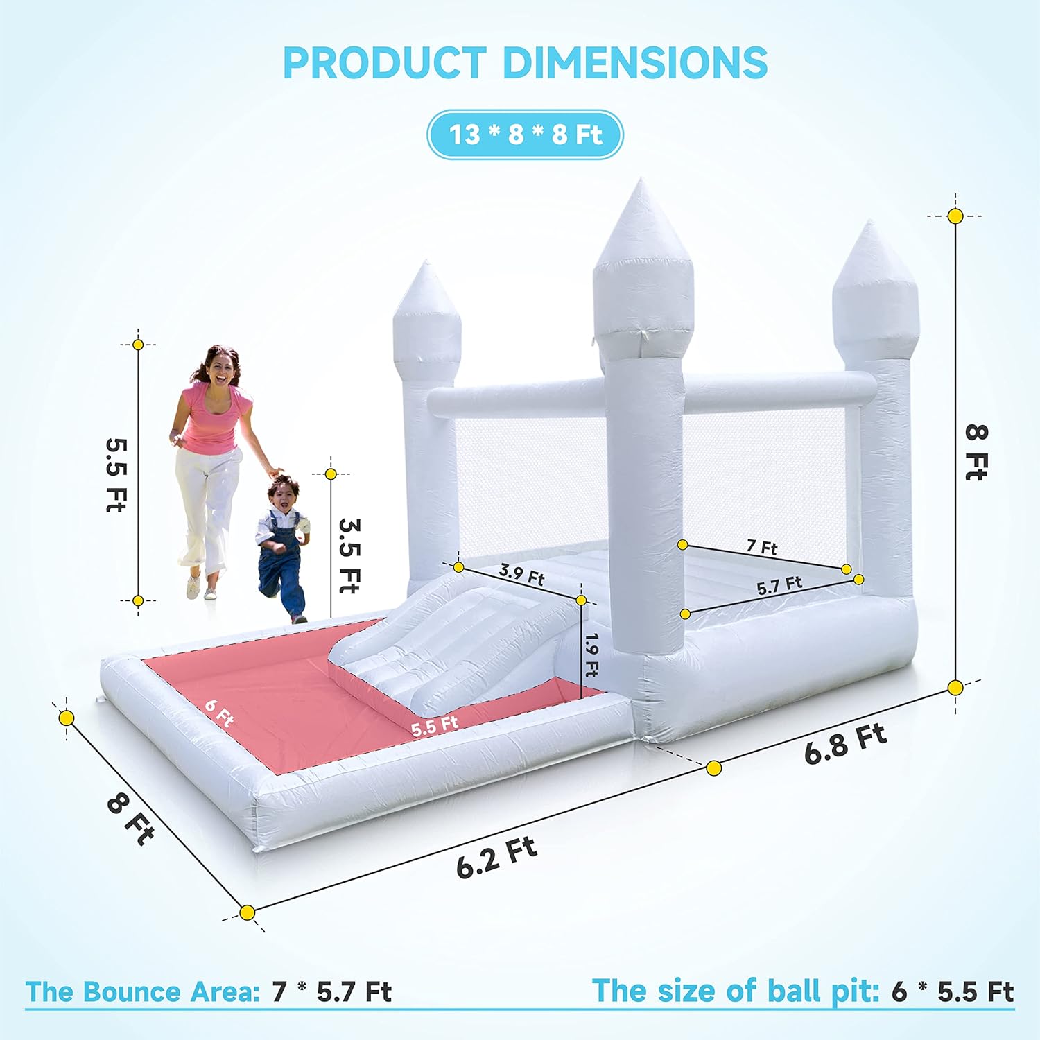 Detalle de Inflatable White Bounce House 13' L 🎪