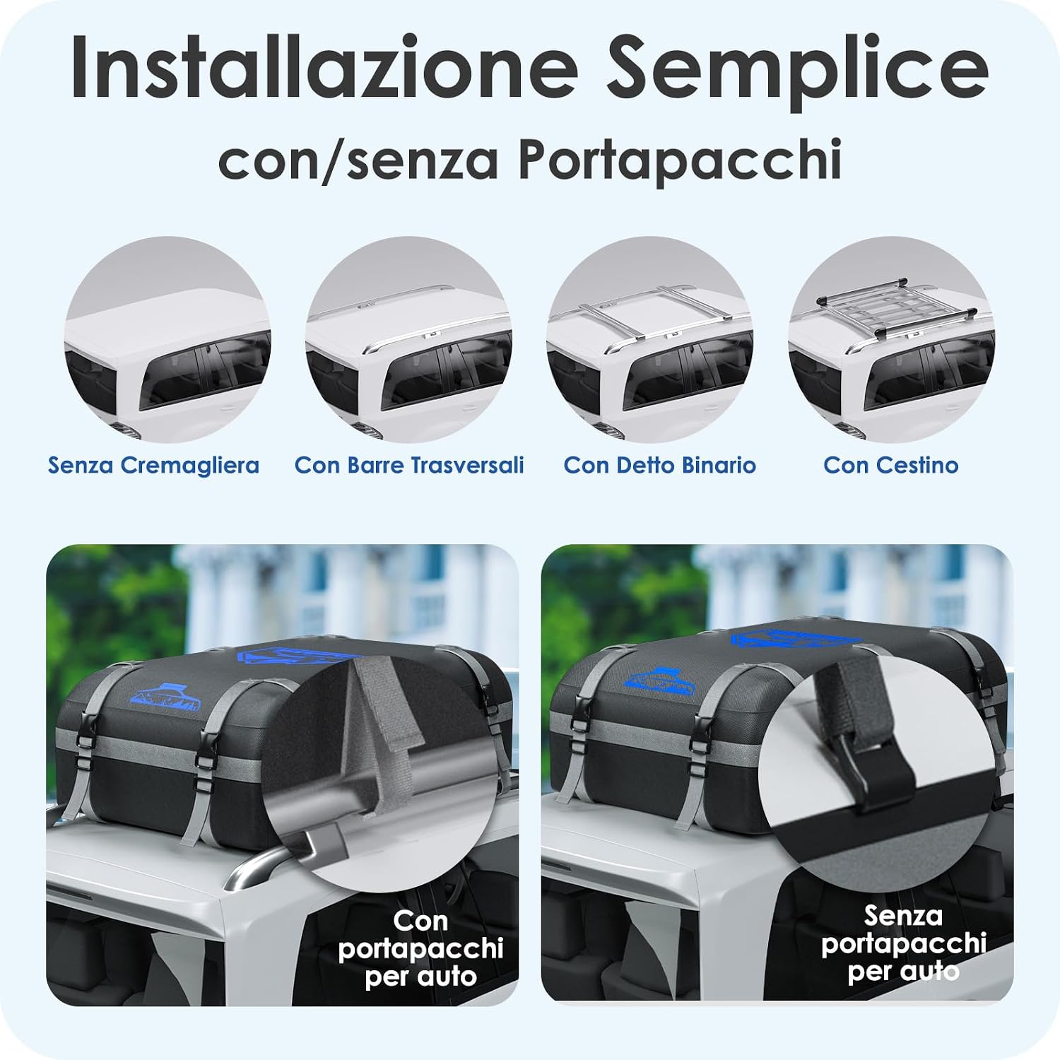 Detalle 2 de Rymopuey Box Tetto Auto 566L baule morbido pieghevole