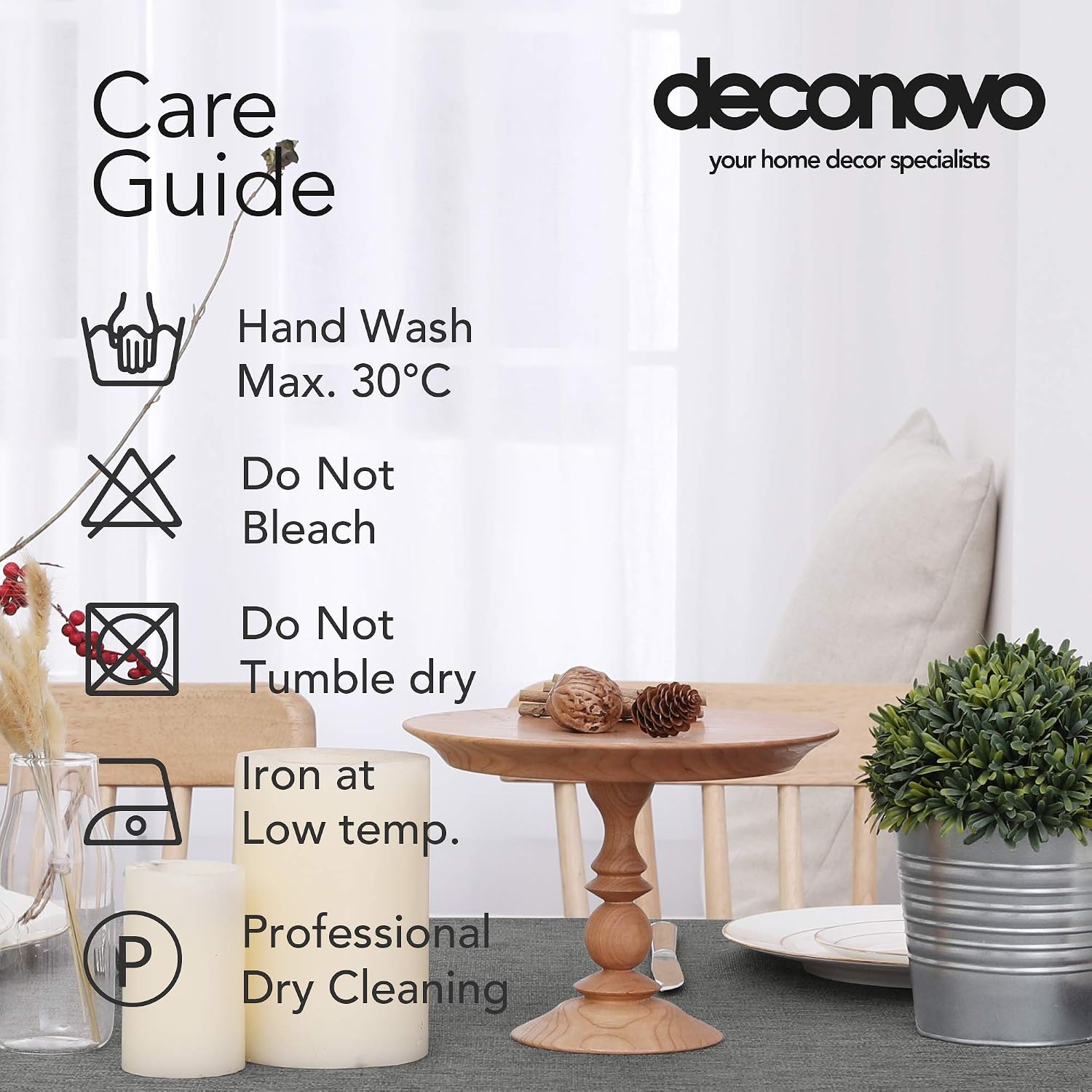 Thumbnail 5 de Deconovo Tovaglia Rettangolare in Finto Lino 132x229 cm Grigio Scuro – Elegante e Pratica per Tavolo Grande