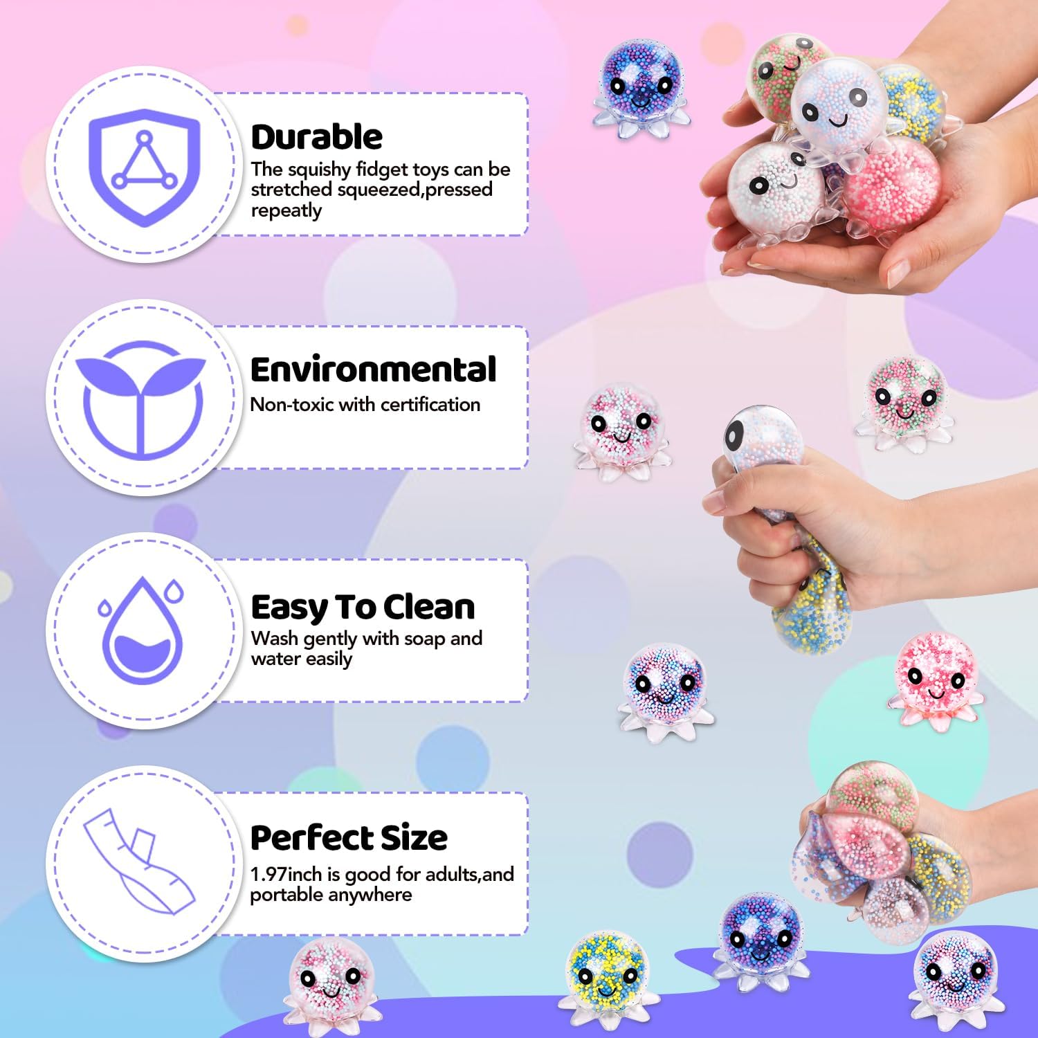 Thumbnail 5 de Cute Octopus 12 Pack Fidget Stress Balls