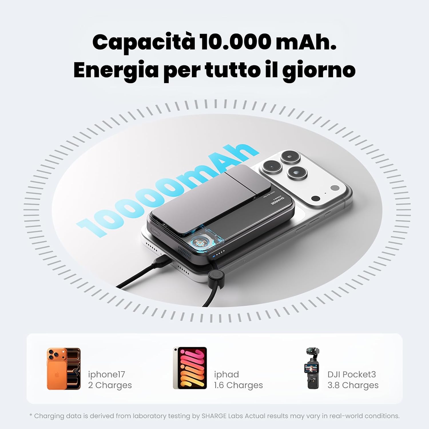 Thumbnail 5 de Sharge ICEMAG 3 Power Bank magnetico 10.000 mAh con Qi2.2 e ricarica wireless 25W (25W) e USB-C 35W