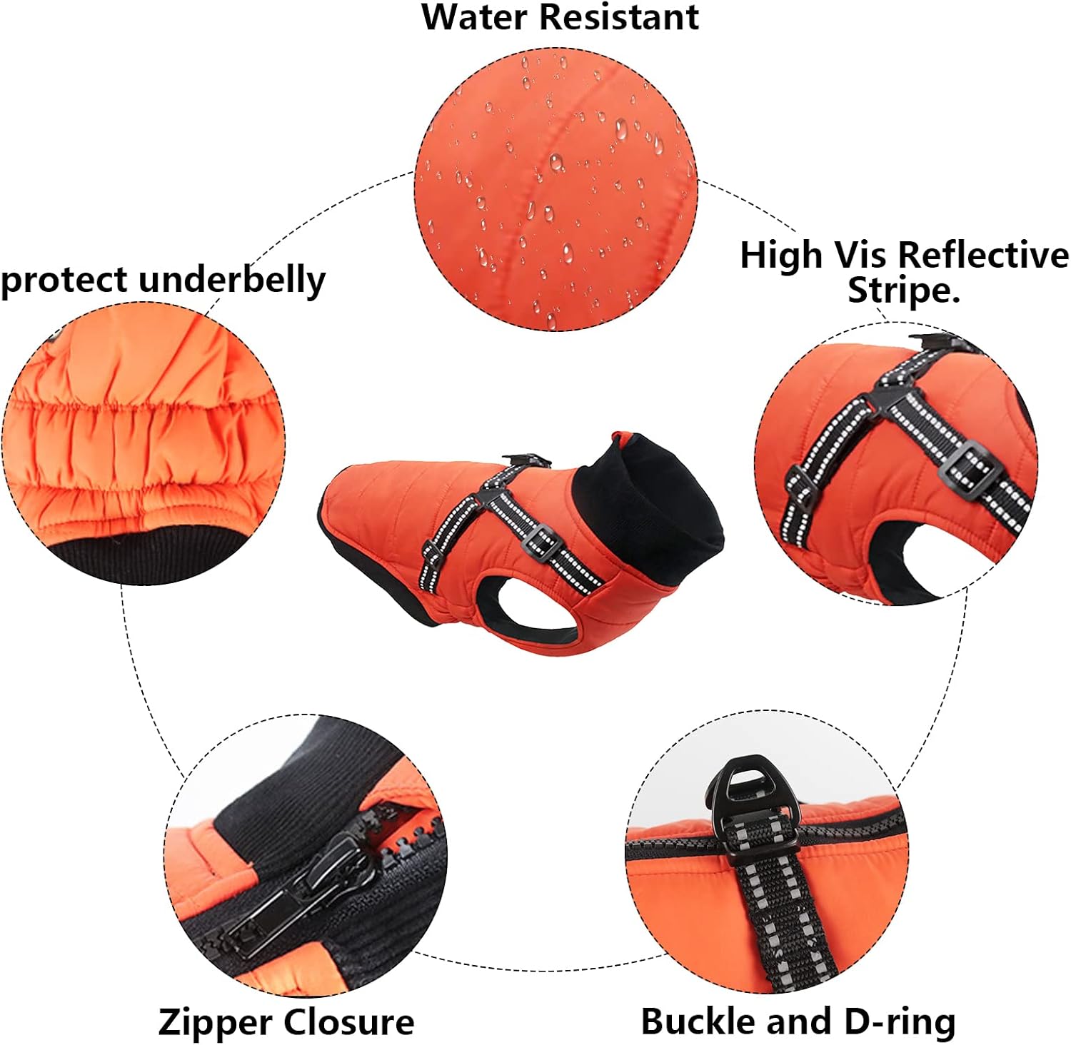 Thumbnail 2 de Morezi dog coat with harness (warm, reflective) – Orange, L