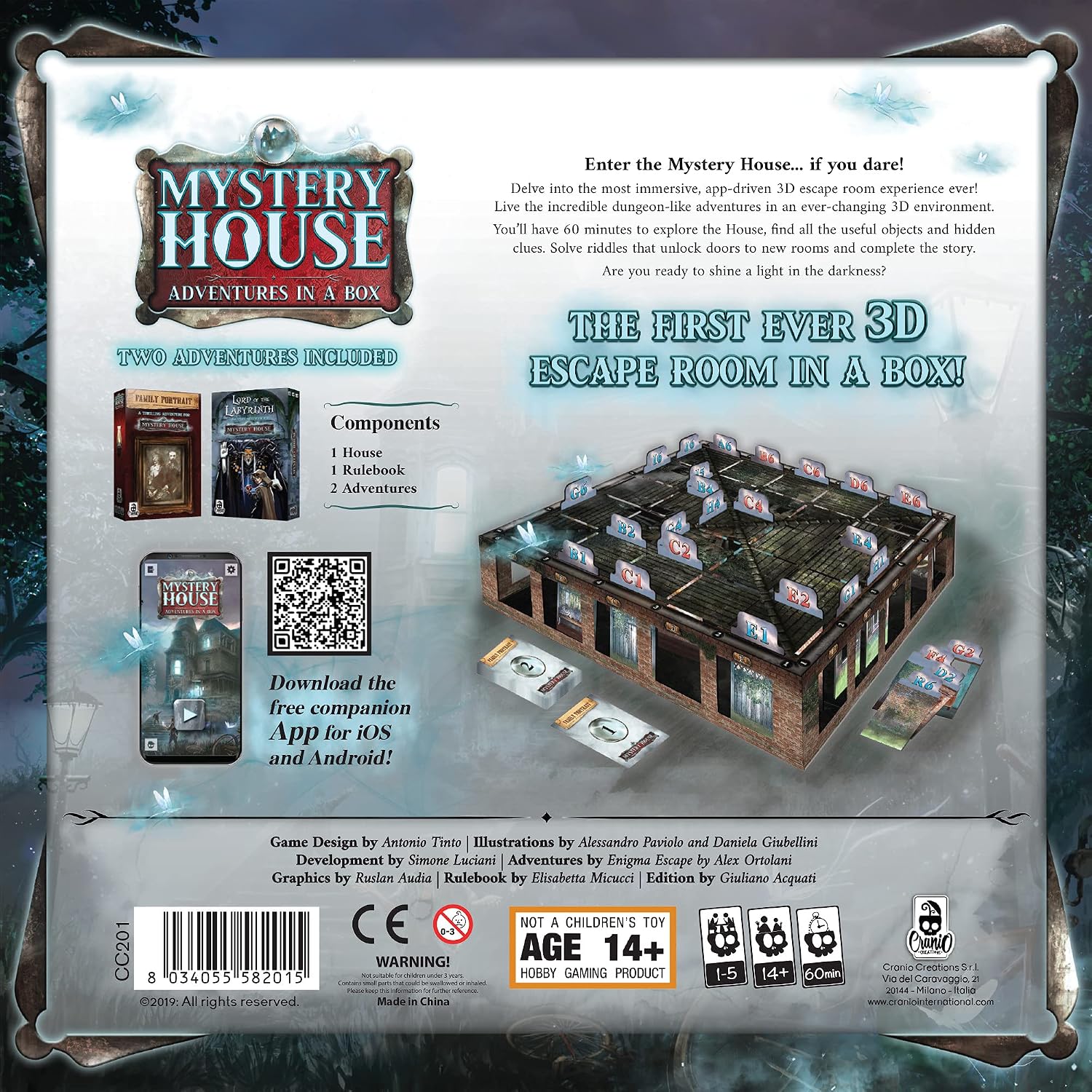 Detalle de Cranio Creations Mystery House (MHS01) – gra planszowa dla 4 graczy, motyw tajemnicy