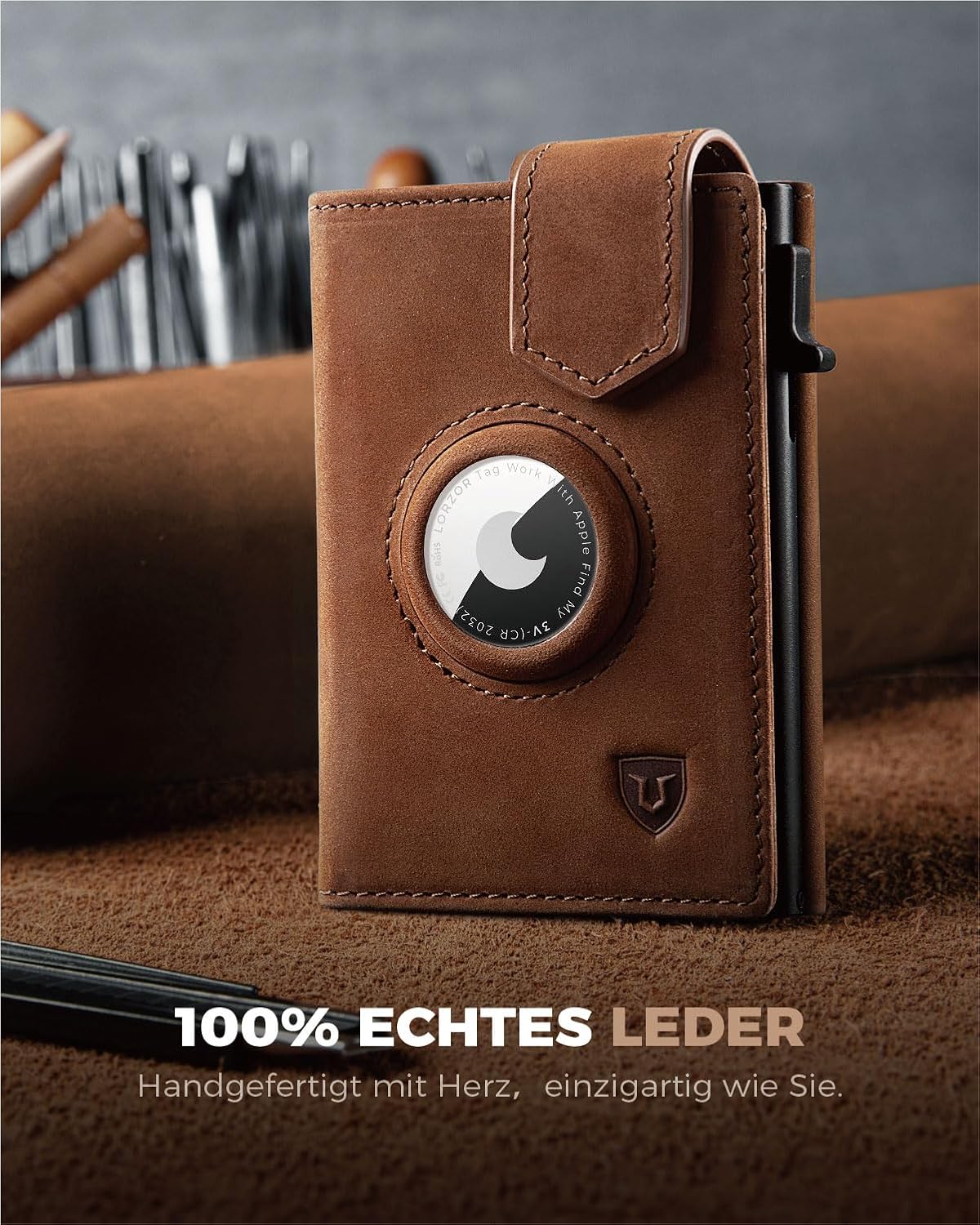 Detalle 2 de LORZOR Slim Wallet Leder Portemonnaie 10 Karten 👛