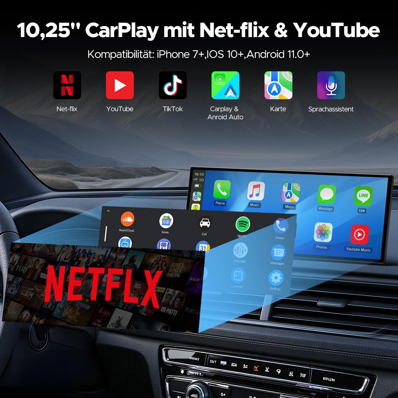 Thumbnail 1 de Volam 10.25 Pulgadas CarPlay Inalámbrica