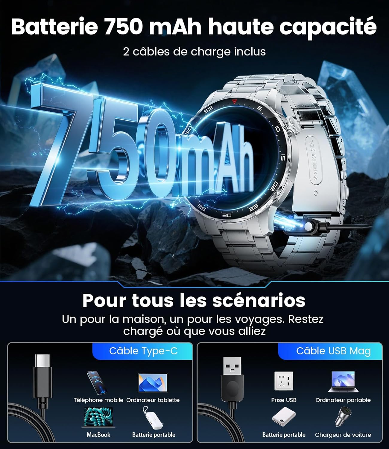 Thumbnail 2 de LIGEMI Montre Connectée Homme SML21 - Écran AMOLED 1,43" et 15 jours d’autonomie