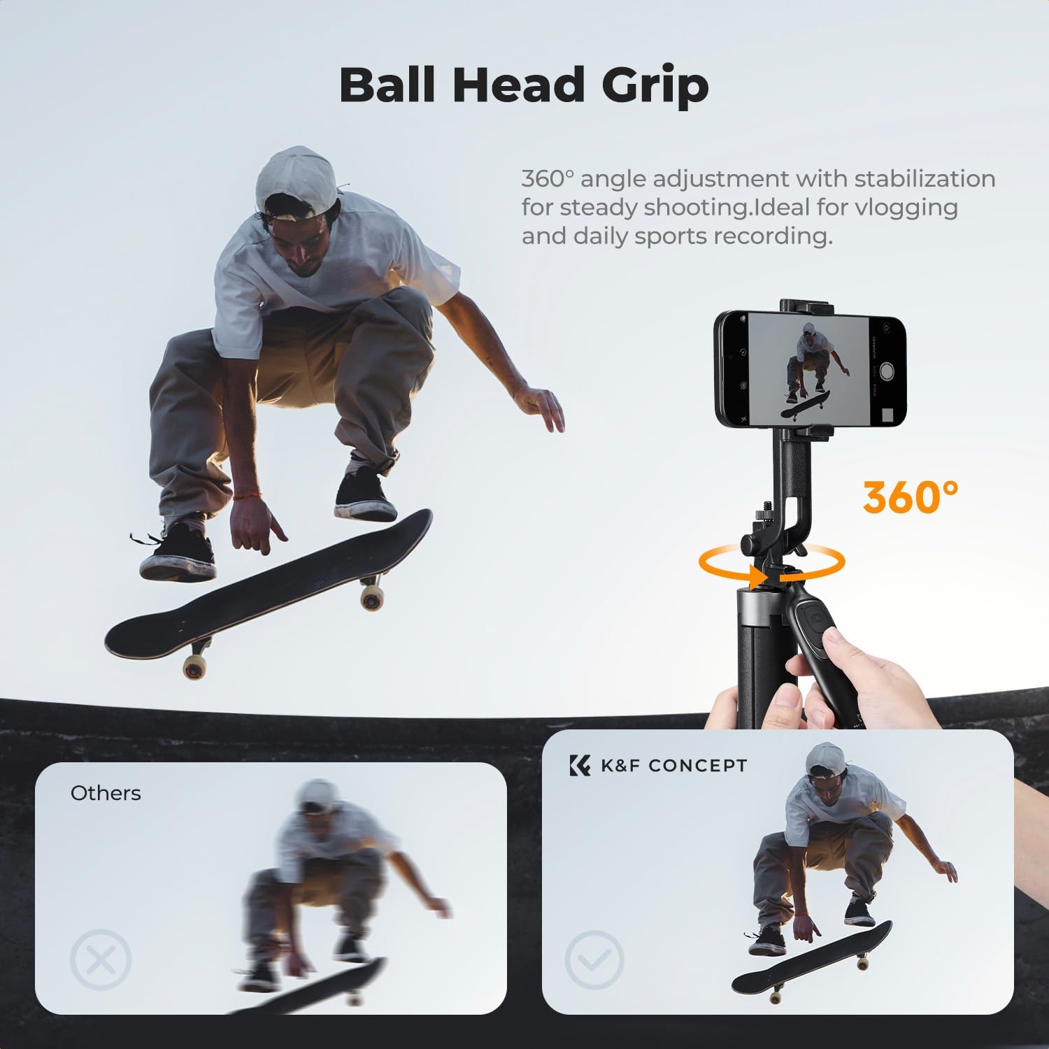 Detalle de K&F CONCEPT 180cm Phone Tripod with 4-Leg Base and Wireless Remote (A702)