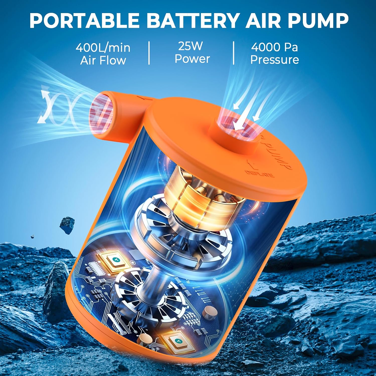 Thumbnail 6 de Electric Air Pump Portable Rechargeable: 4000mAh 50W Fast Inflating Mini Pump for Inflatable Beds, Pools and More