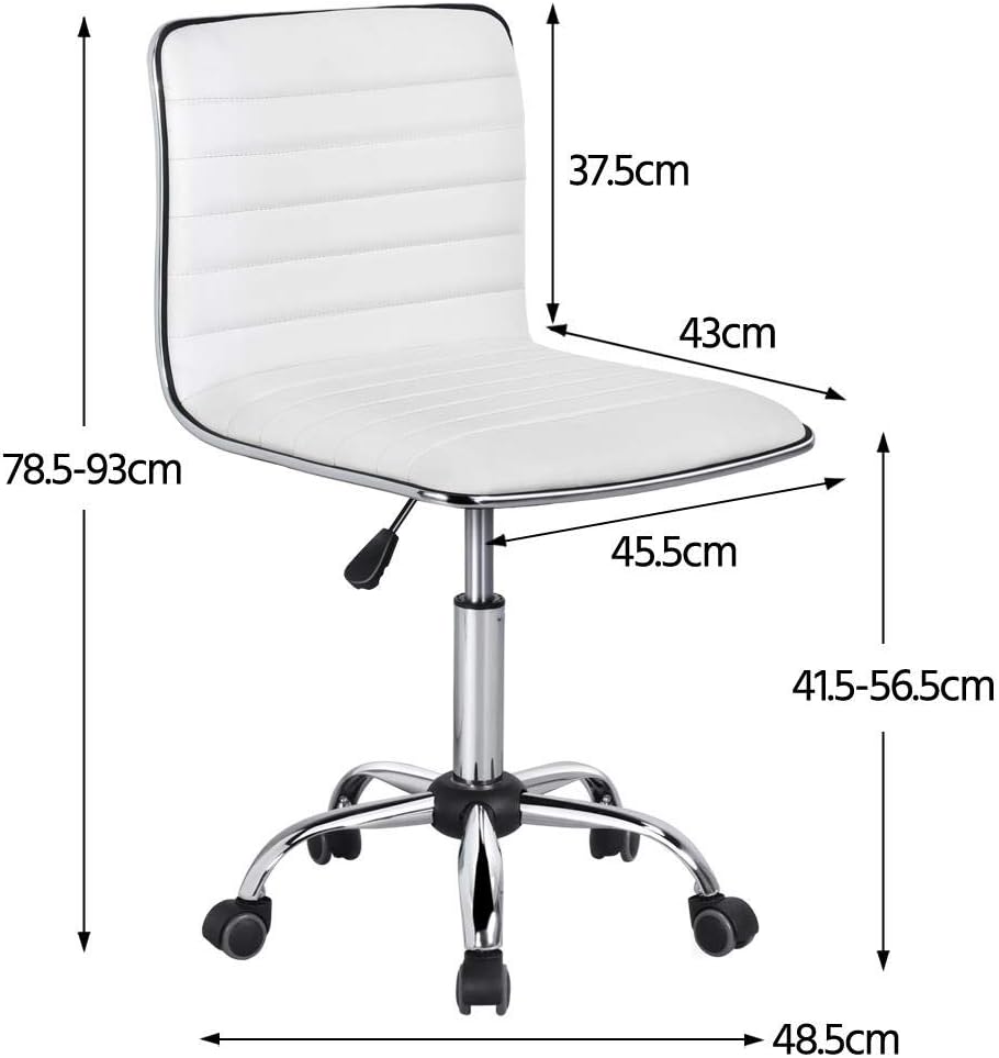 Detalle de Yaheetech Sedia Ufficio Ecopelle Bianca senza braccioli: comfort, stile e versatilità per l’ufficio e la casa