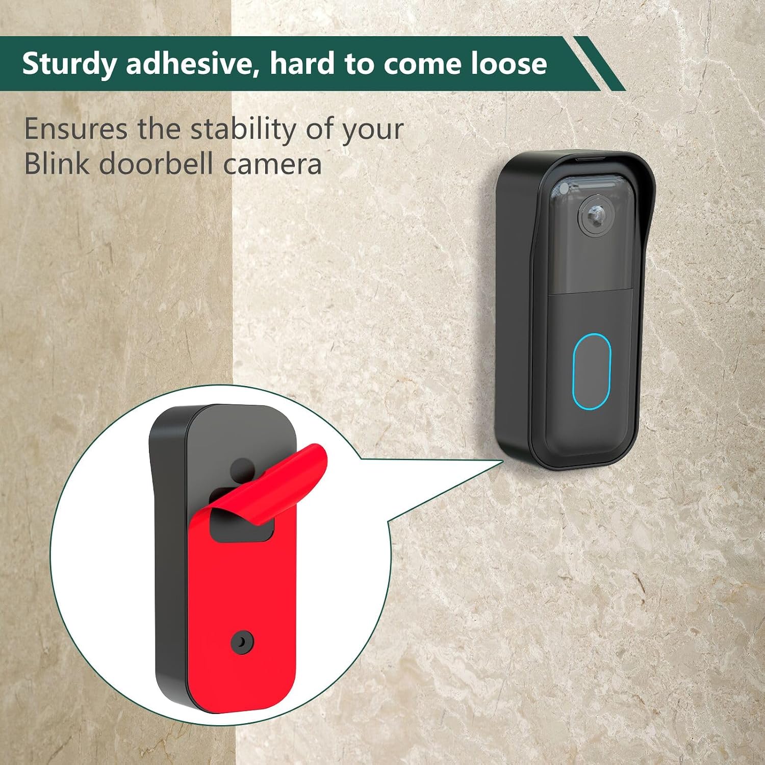 Detalle de Blink Doorbell Mount: Adhesive Door Mount for Blink Video Doorbell 2nd Gen (Black)