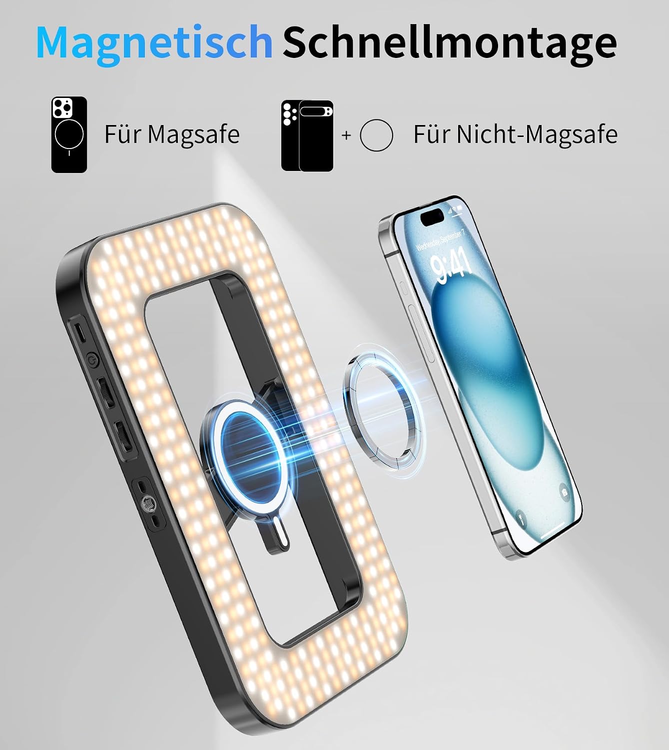 Detalle 2 de Magnetisches Ringlicht 6000 mAh RGB für iPhone