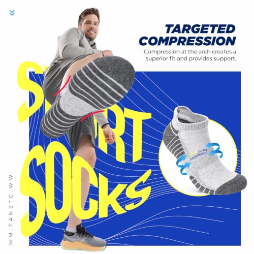 Thumbnail 4 de TANSTC Men's Running Trainer Ankle Socks: Anti-Blister Cushioned (6 Pairs)