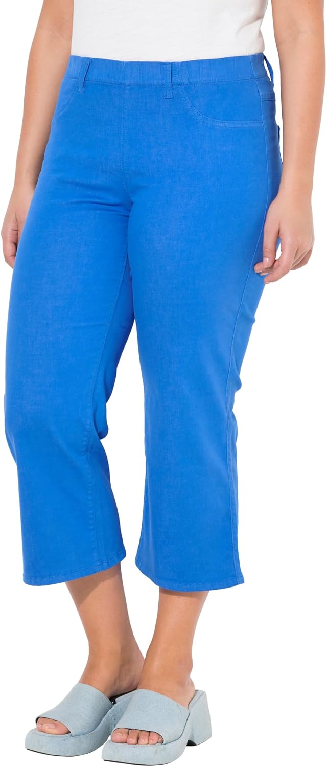 Detalle de Ulla Popken Damen 7/8-Cargohose in Übergrößen – Komfortbund, Krempelriegel (720673)