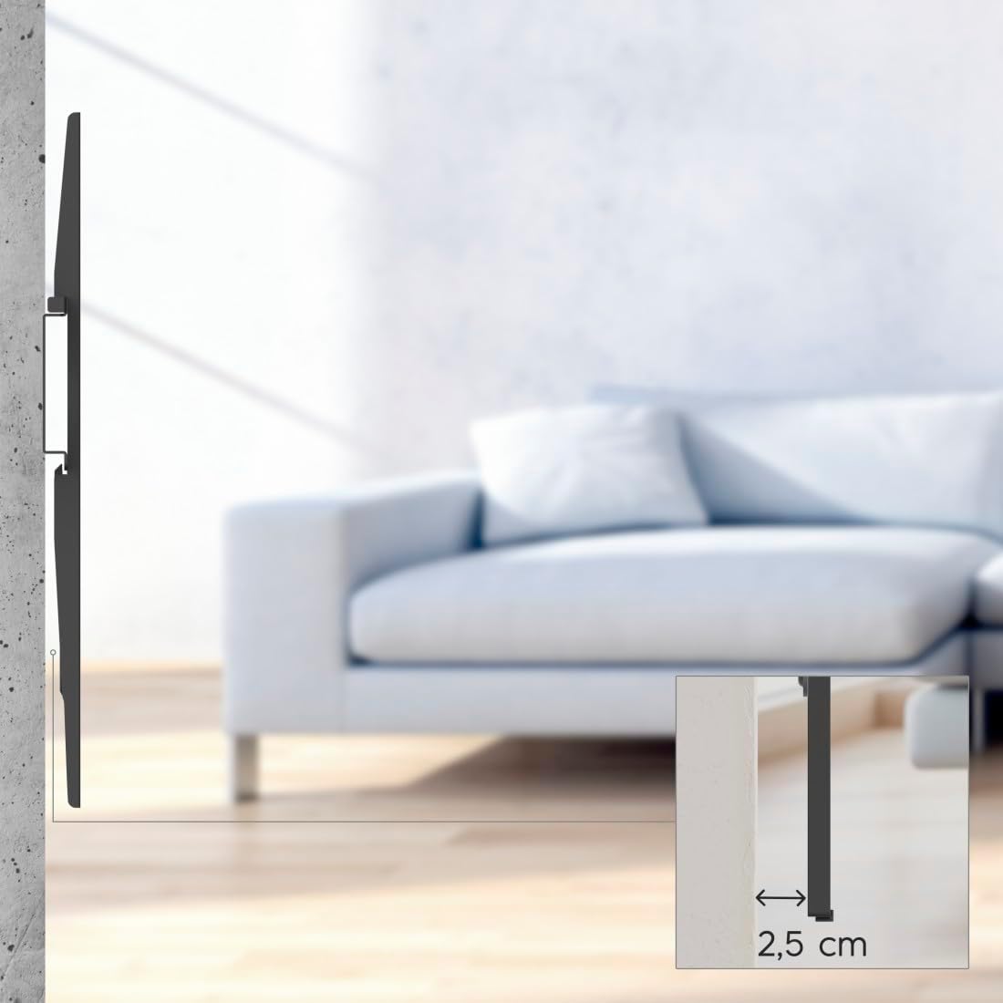 Thumbnail 3 de Hama TV Wandhalterung starr, extra flach – für 37 bis 90 Zoll, VESA 50x50 bis 800x400, bis 60 kg (schwarz)