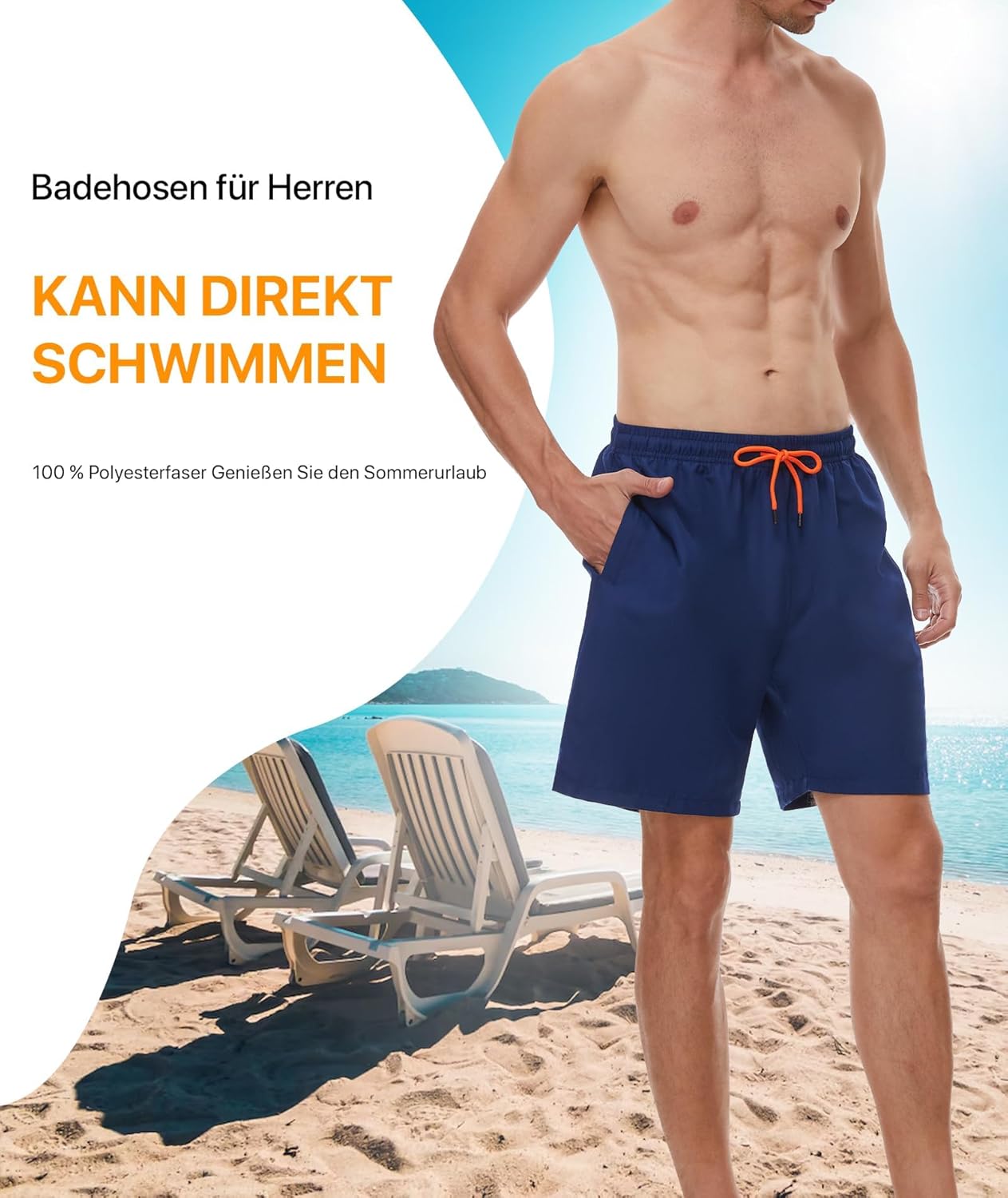 Thumbnail 3 de SIHOHAN Badehose für Herren – Schnelltrocknend, atmungsaktiv, mit Meshfutter und verstellbarem Tunnelzug