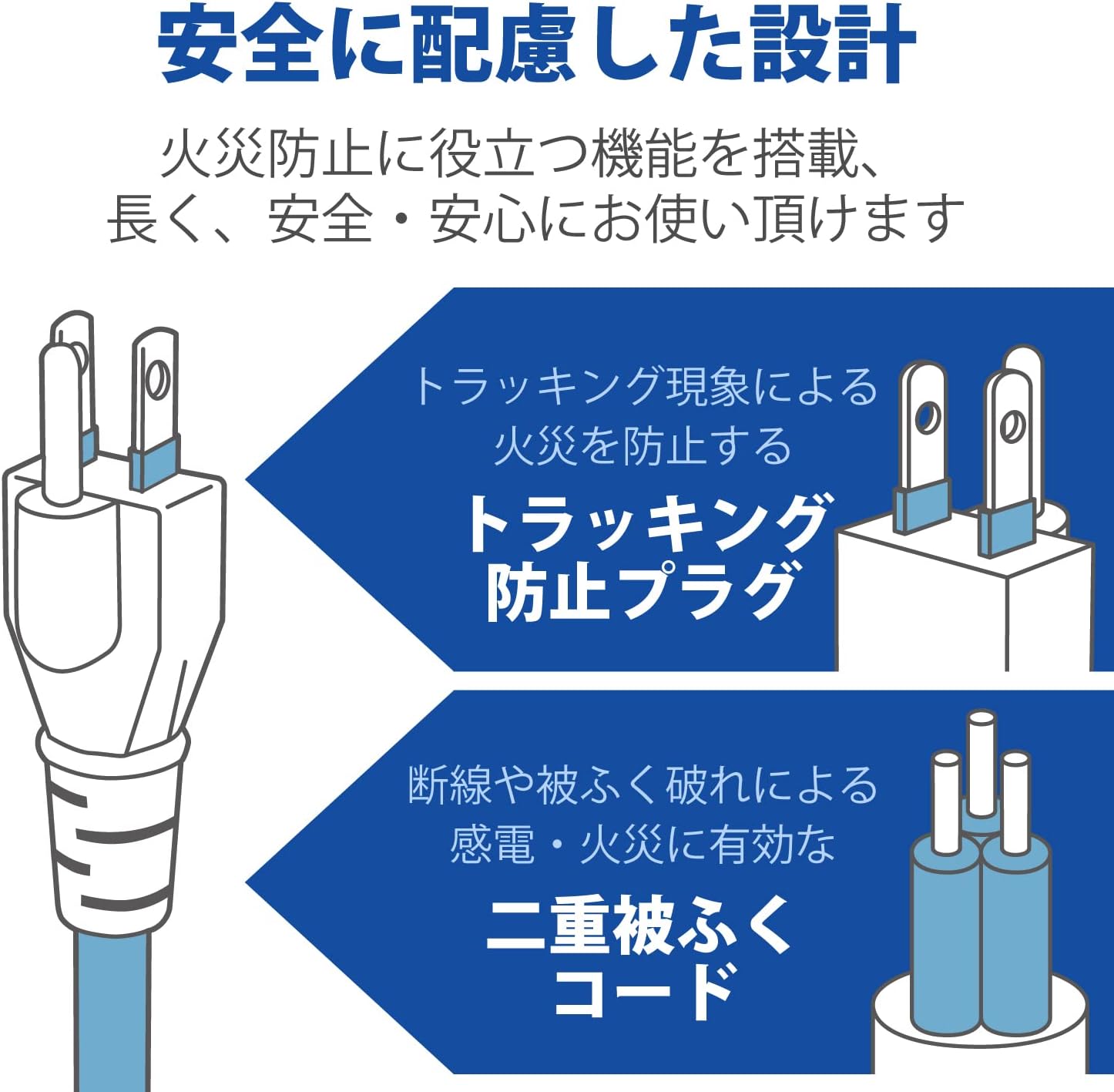 Detalle de エレコム T-H0620SR 電源タップ 2m・8個口、3ピン対応・抜け止め・一括スイッチ