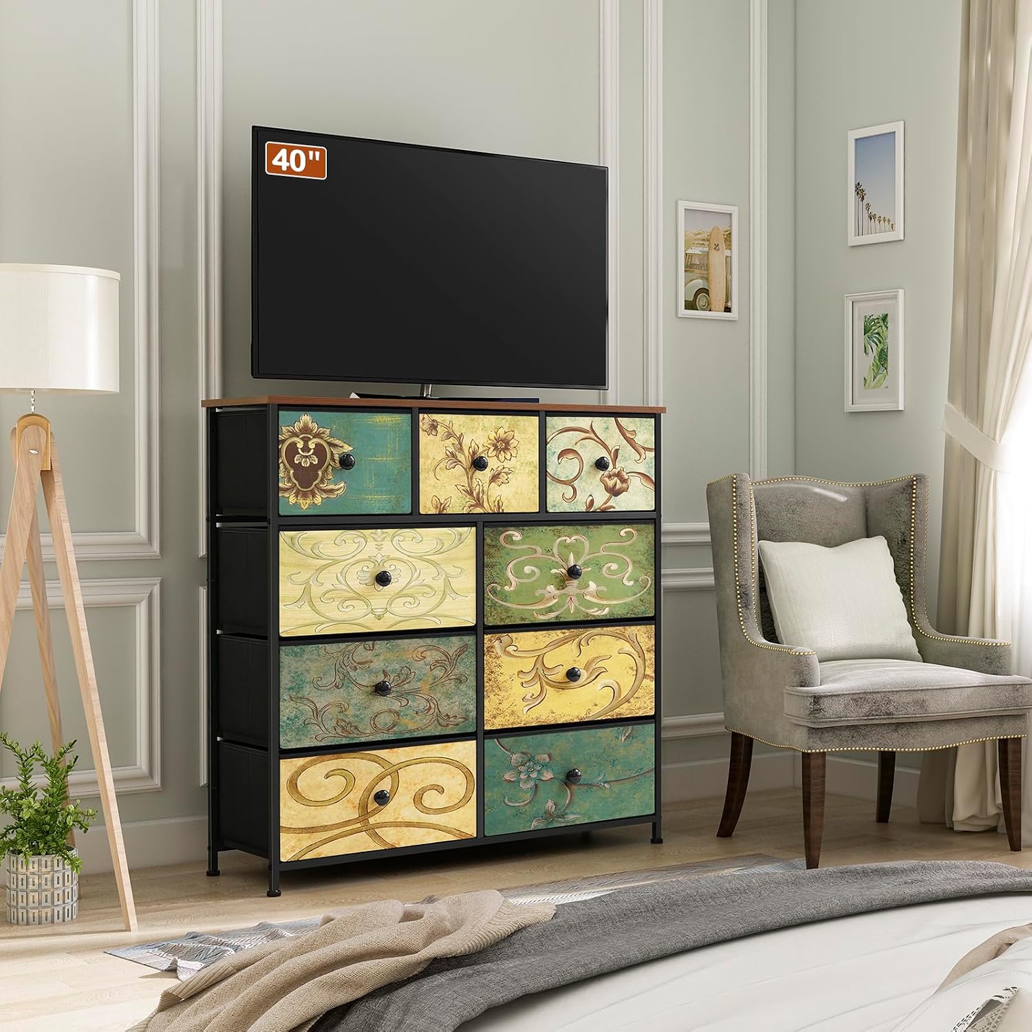 Detalle 2 de LYNCOHOME 9-Drawer Fabric Chest 100cm