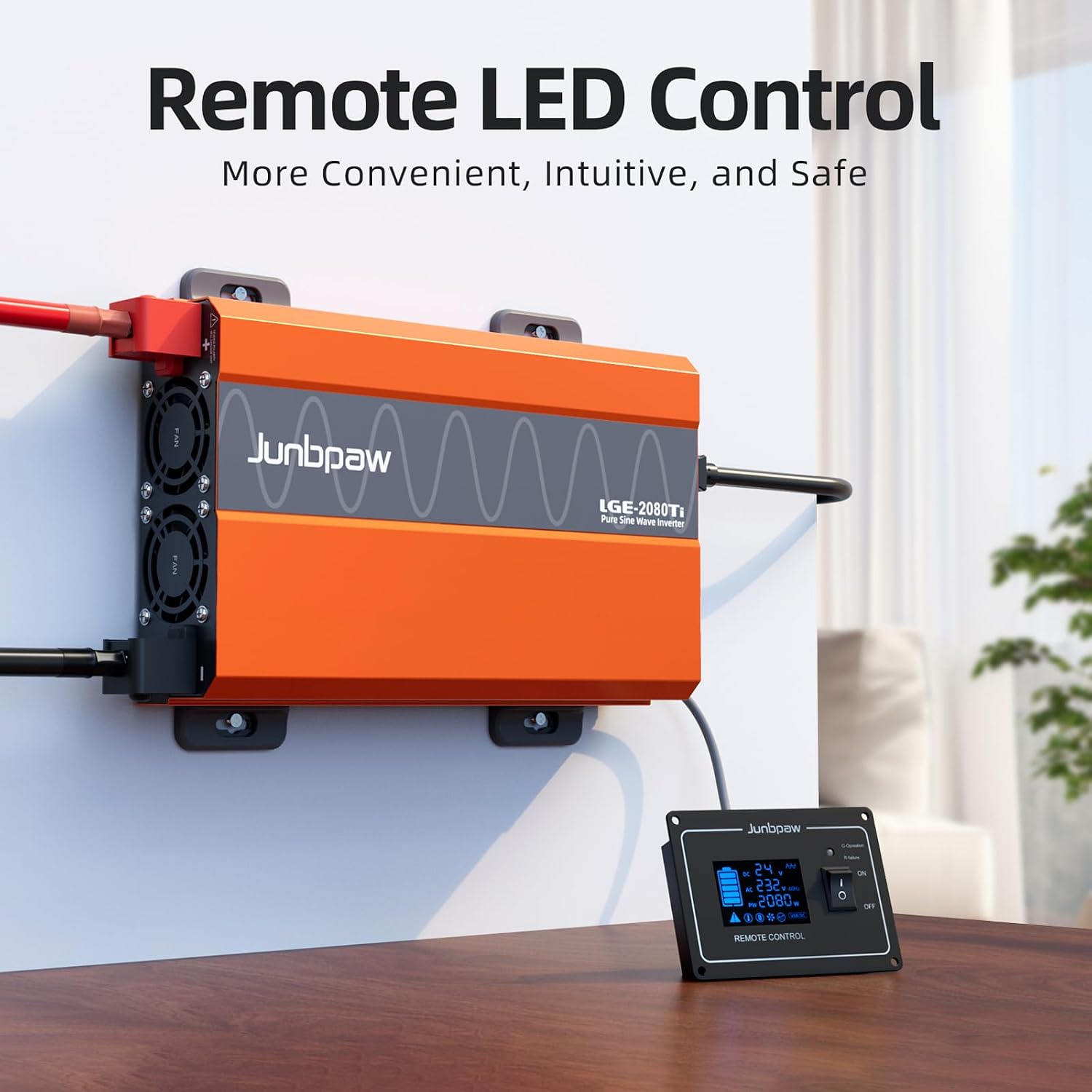 Thumbnail 6 de Junbpaw 2080W Pure Sine Wave Inverter (24V to 110V) — Quiet DC to AC for Home, RV, Off-Grid & Camping (LGE-24-2080TI)