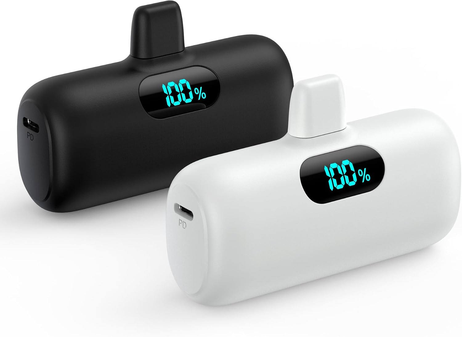 Detalle de Feob HX45X2 2-Pack Mini Power Bank for iPhone, 5000mAh Each, Digital Display