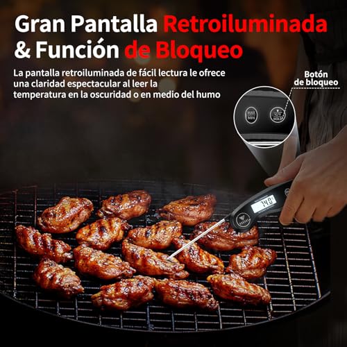 Detalle de DOQAUS Termómetro de Cocina con pantalla retroiluminada — lectura en 3 segundos