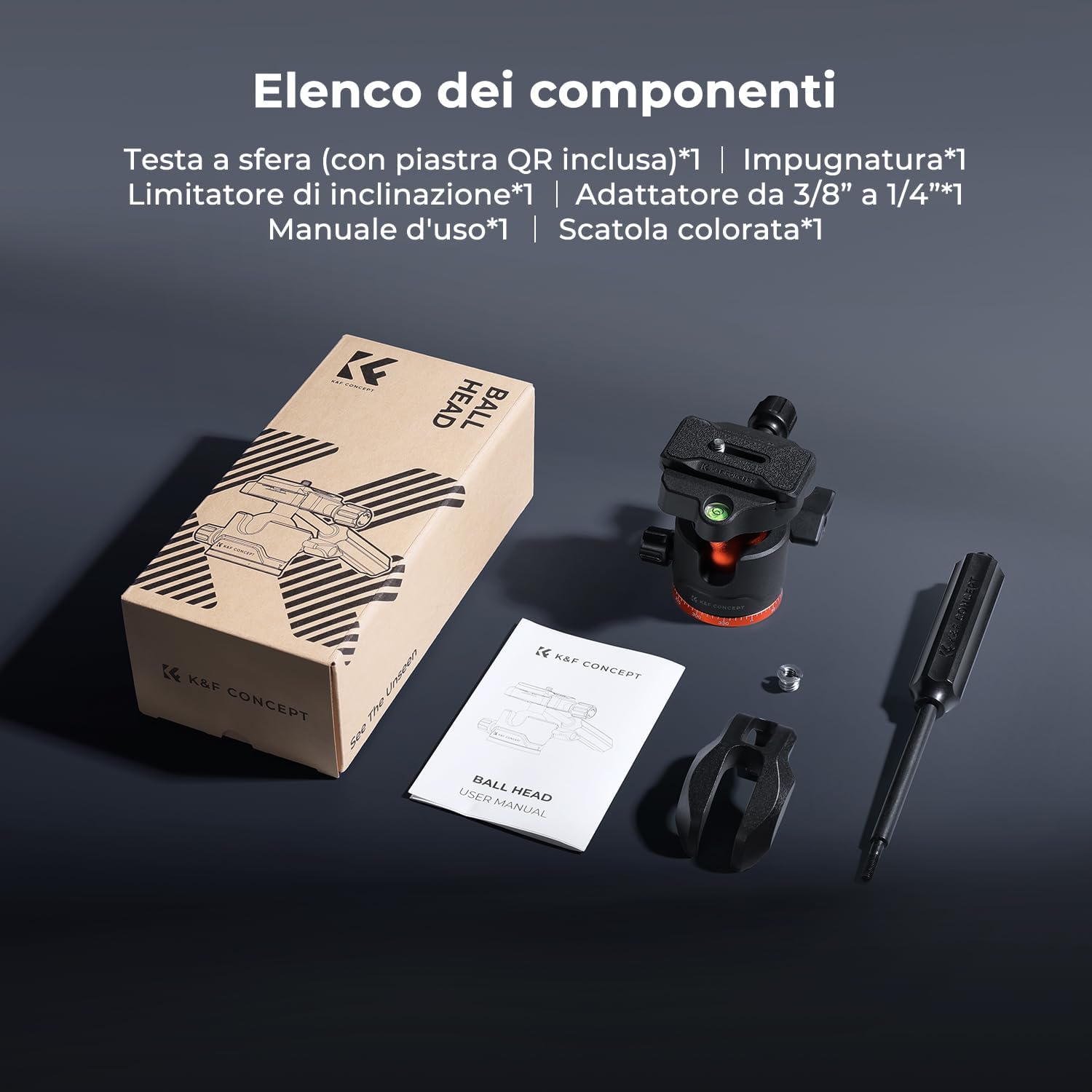 Thumbnail 6 de K&F CONCEPT Testa panoramica da 36 mm per treppiede – 8 kg, attacco Arca Swiss e rotazione a 360°