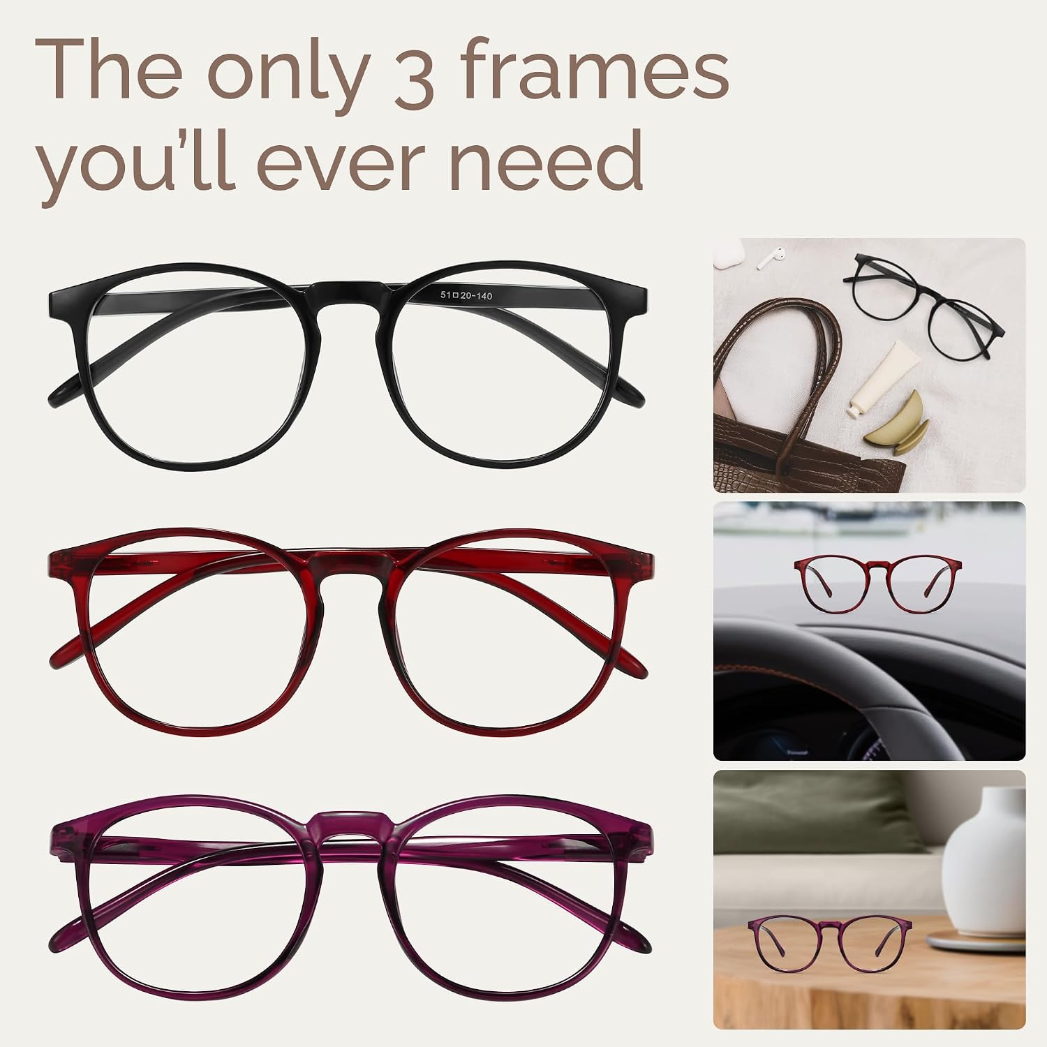 Thumbnail 6 de IBOANN YH168 Blue Light Blocking Glasses, 3-Pack Round Frames with UV400