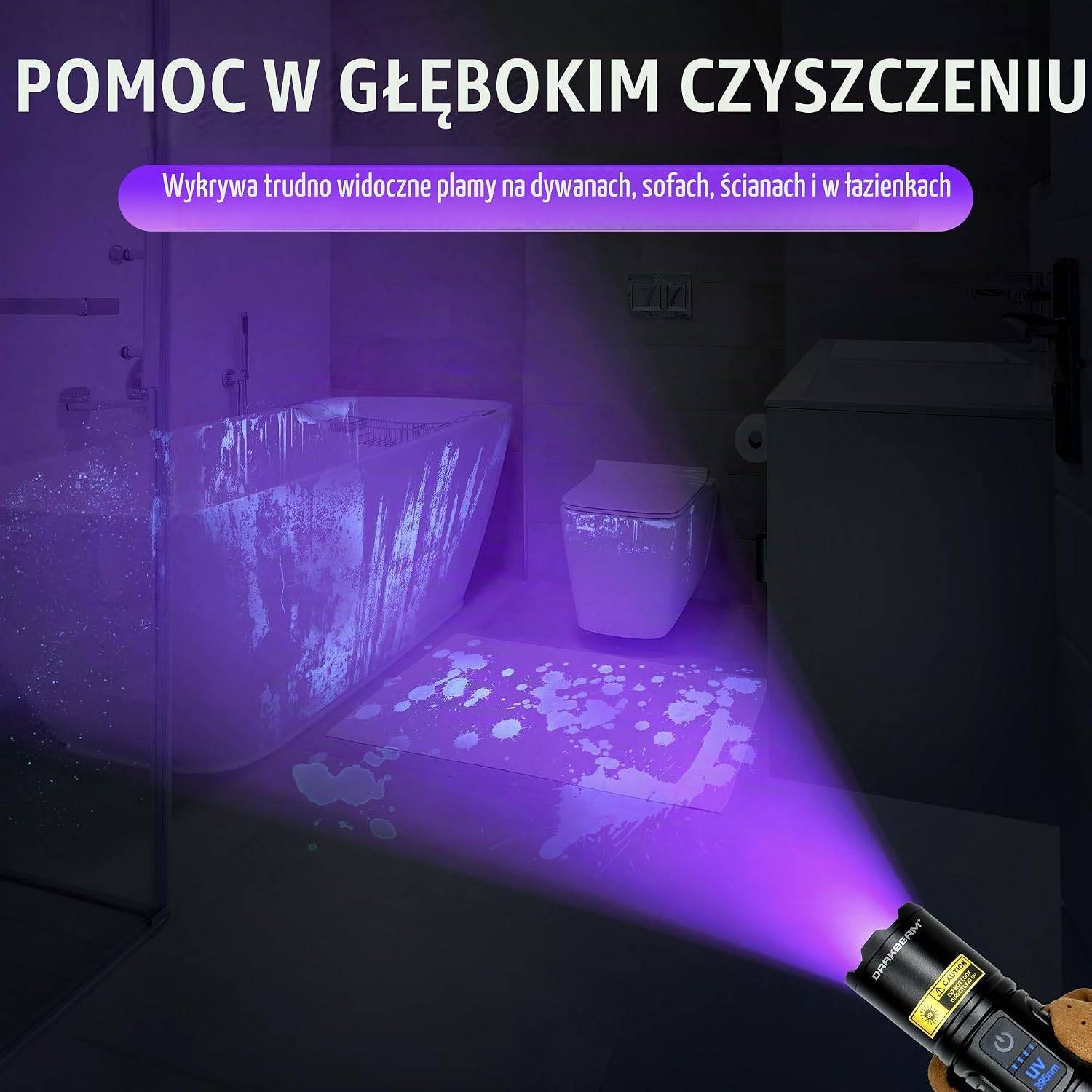 Detalle 2 de DARKBEAM A900 latarki LED i UV 395 nm, ładowane przez USB-C, zestaw 2 szt.