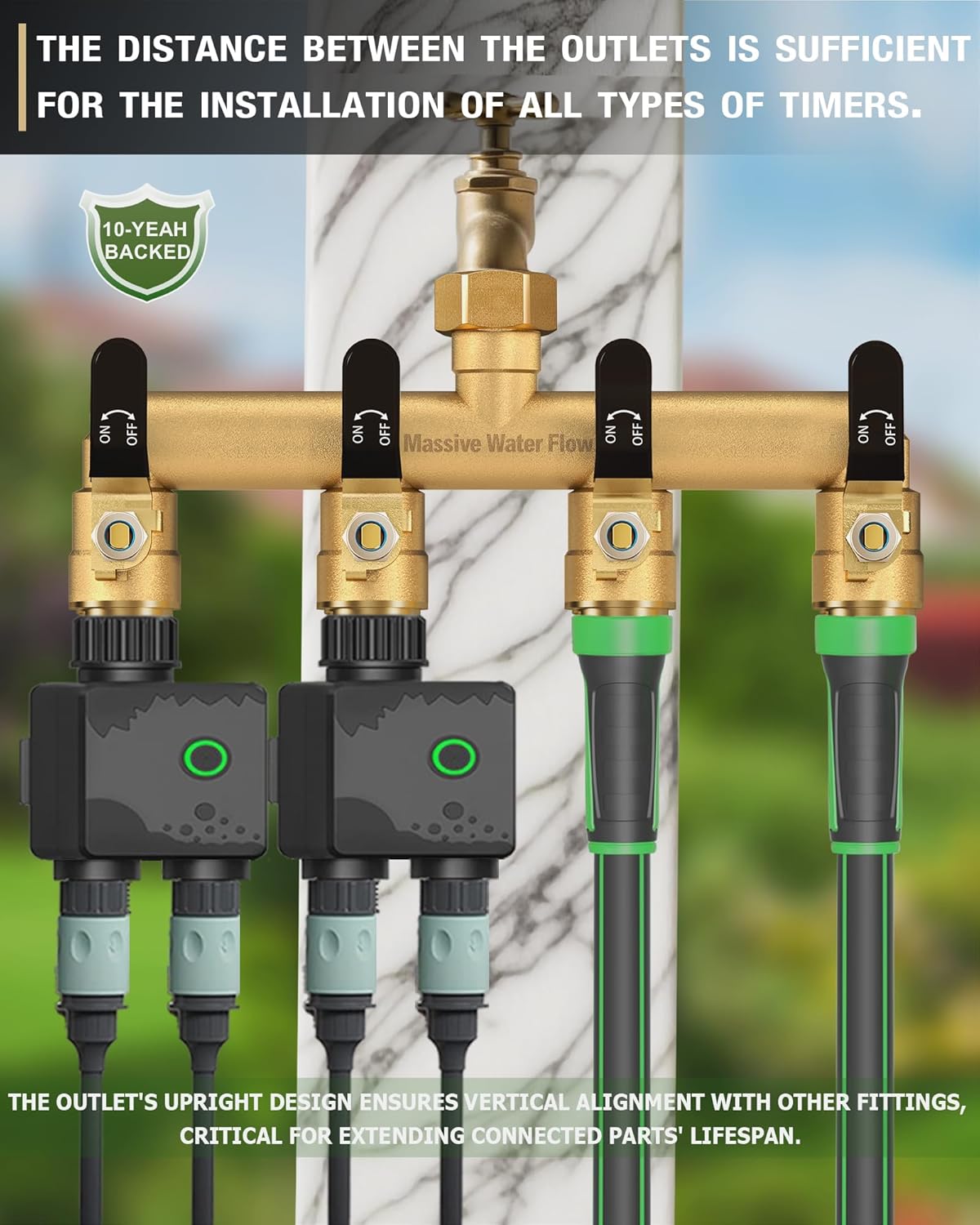 Thumbnail 4 de HugWaFlw Outdoor Tap Splitter 4-way garden hose splitter (3/4 inch) in solid brass