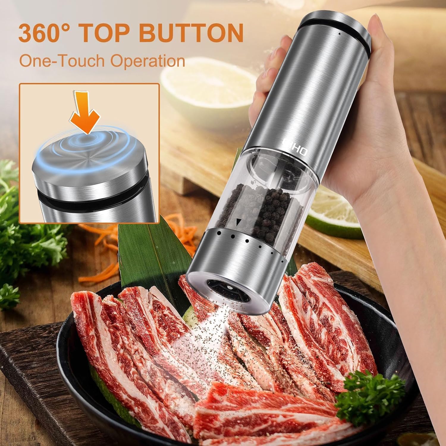 Thumbnail 2 de Electric Salt and Pepper Grinder Set with USB-C Rechargeable Power