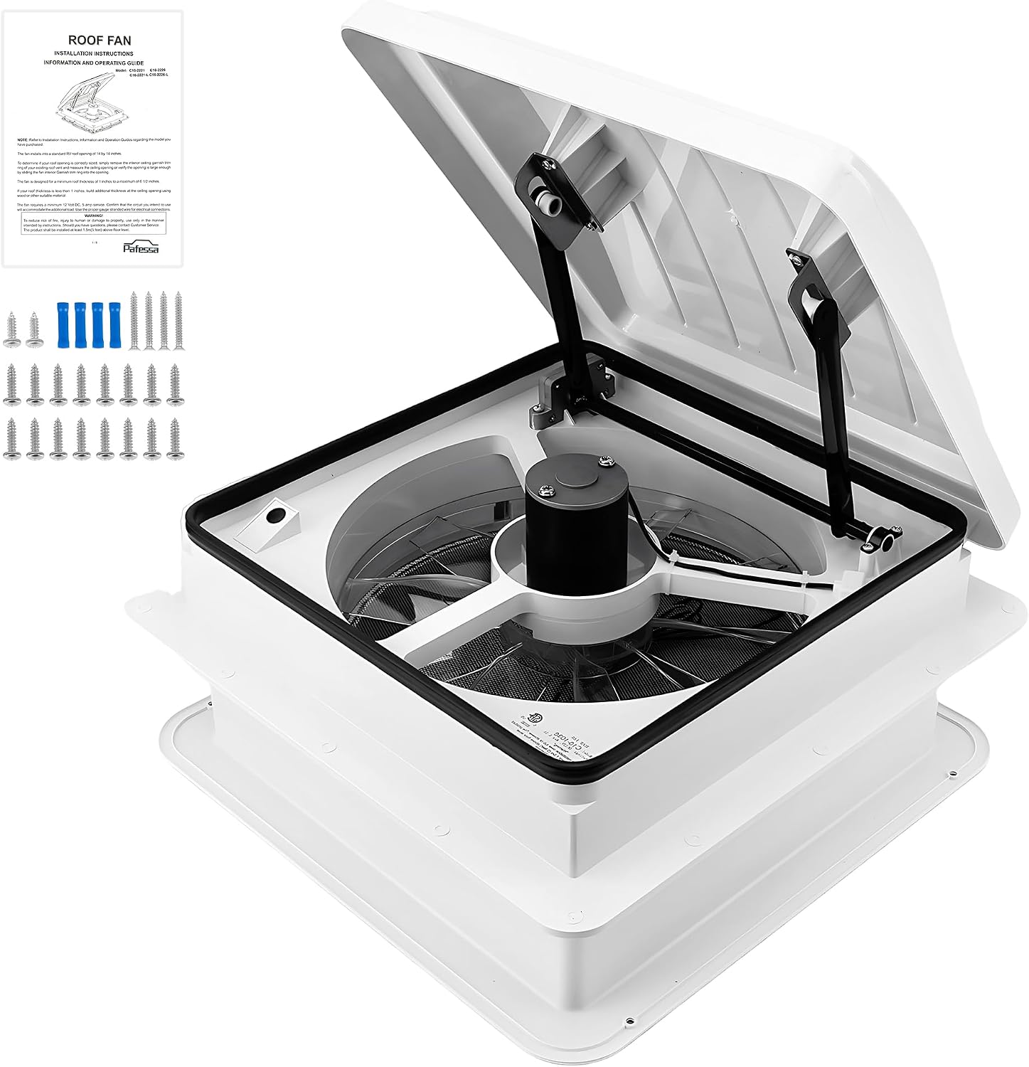 Thumbnail 6 de Pafessa 14” RV Roof Vent Fan 4 Speed Reversible — 12V Bathroom Ventilation Fan, Deluxe RV Roof Vent with Touch On-Off and Speed Controls
