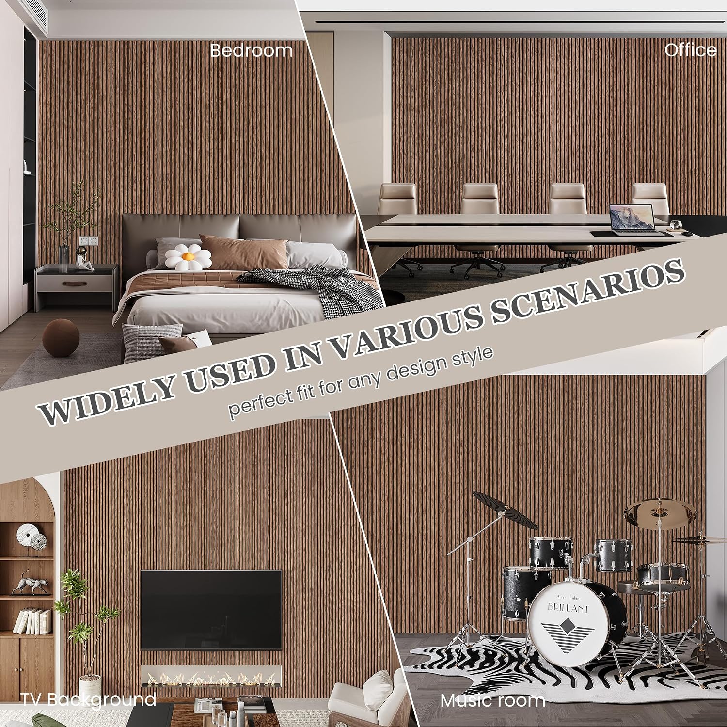 Thumbnail 3 de LDB_BUILDING AWPLDB-CB-26932-4P Acoustic Wood Slat Wall Panels, Red Oak