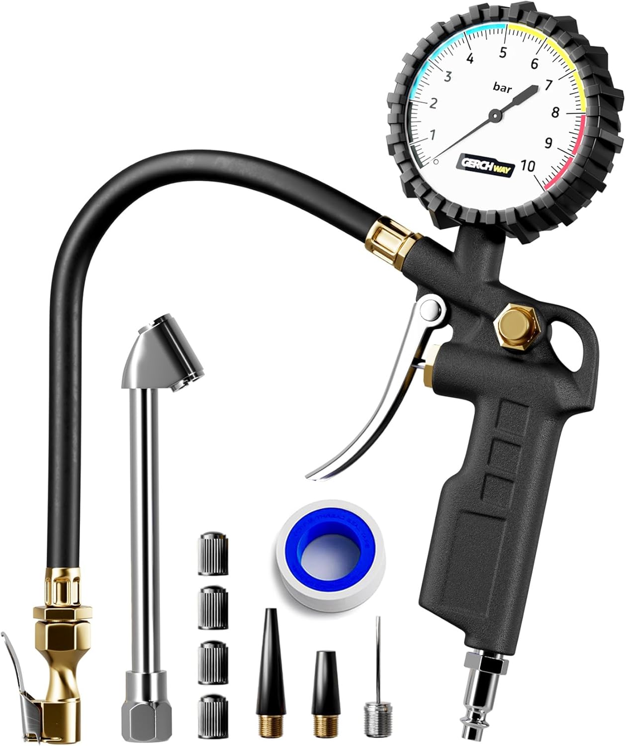 Detalle de Reifenfüller mit Manometer 10 bar