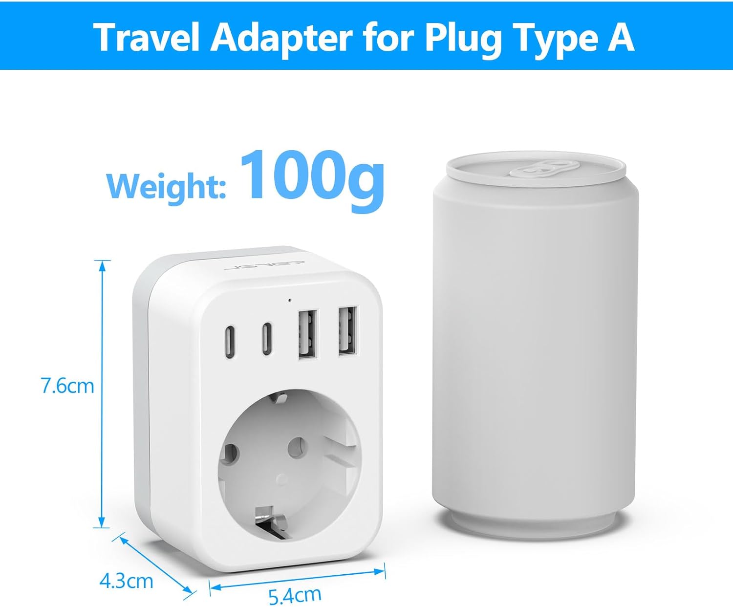 Thumbnail 4 de JSVER Set di Adattatori da Viaggio tutto-in-uno: 5 in 1 con 4 USB (UE-Giappone) bianco