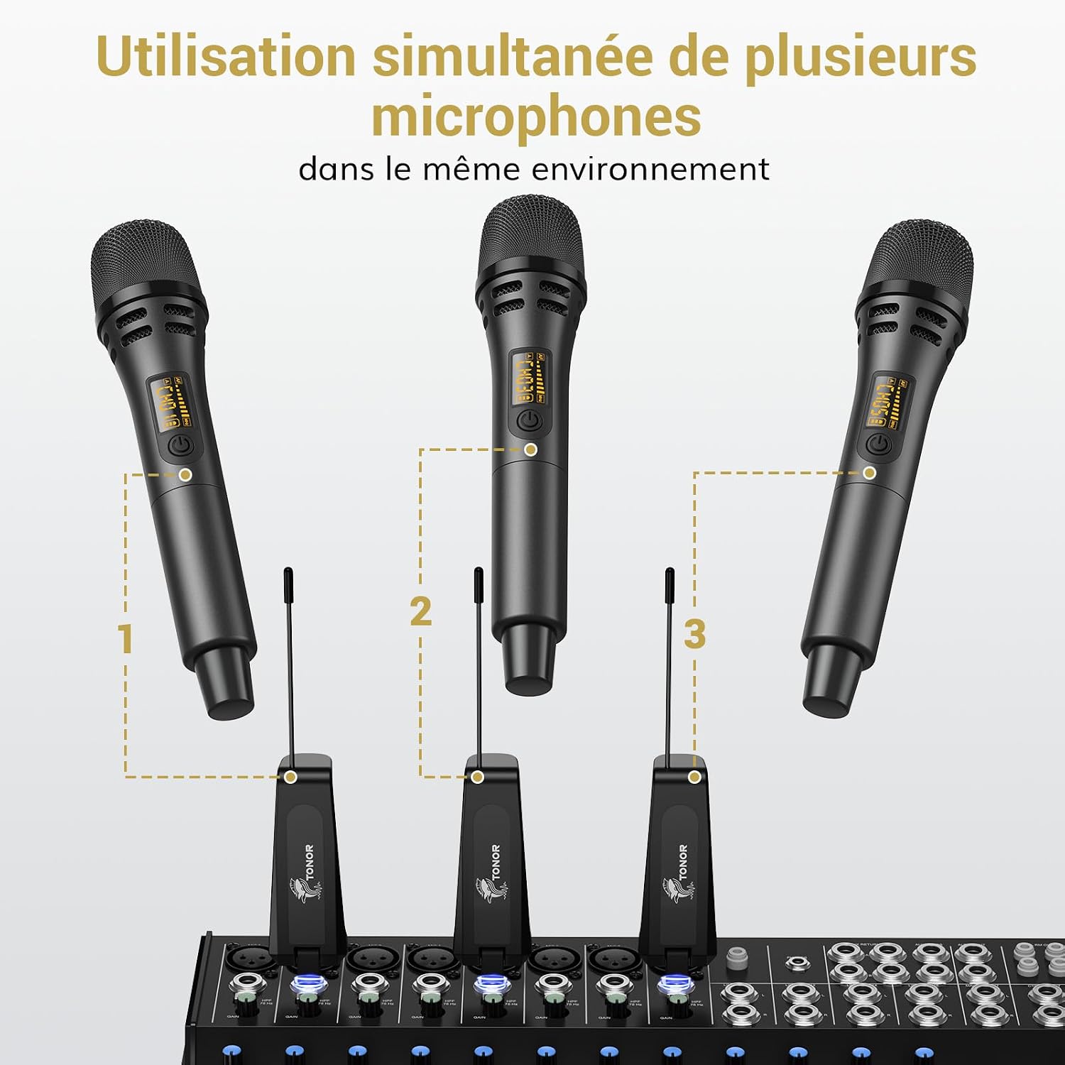 Thumbnail 6 de TONOR TW310 draadloze UHF-handmicrofoon met oplaadbare ontvanger, 15 kanalen, grijs