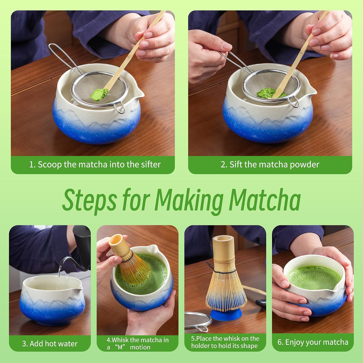 Thumbnail 4 de TEANAGOO 7-teiliges Matcha-Set (Matcha-Besen, Chawan mit Ausgießer, Sieb & Zubehör)