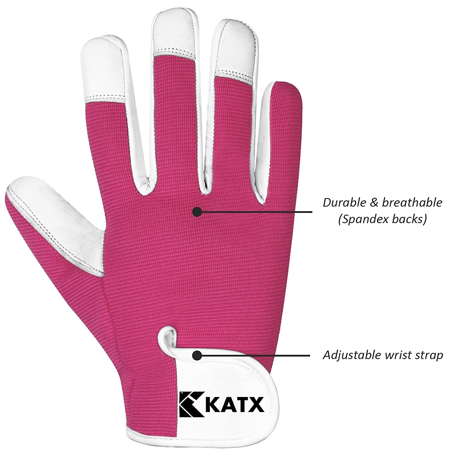 Thumbnail 3 de Katx Leather Gardening Gloves Small Pink