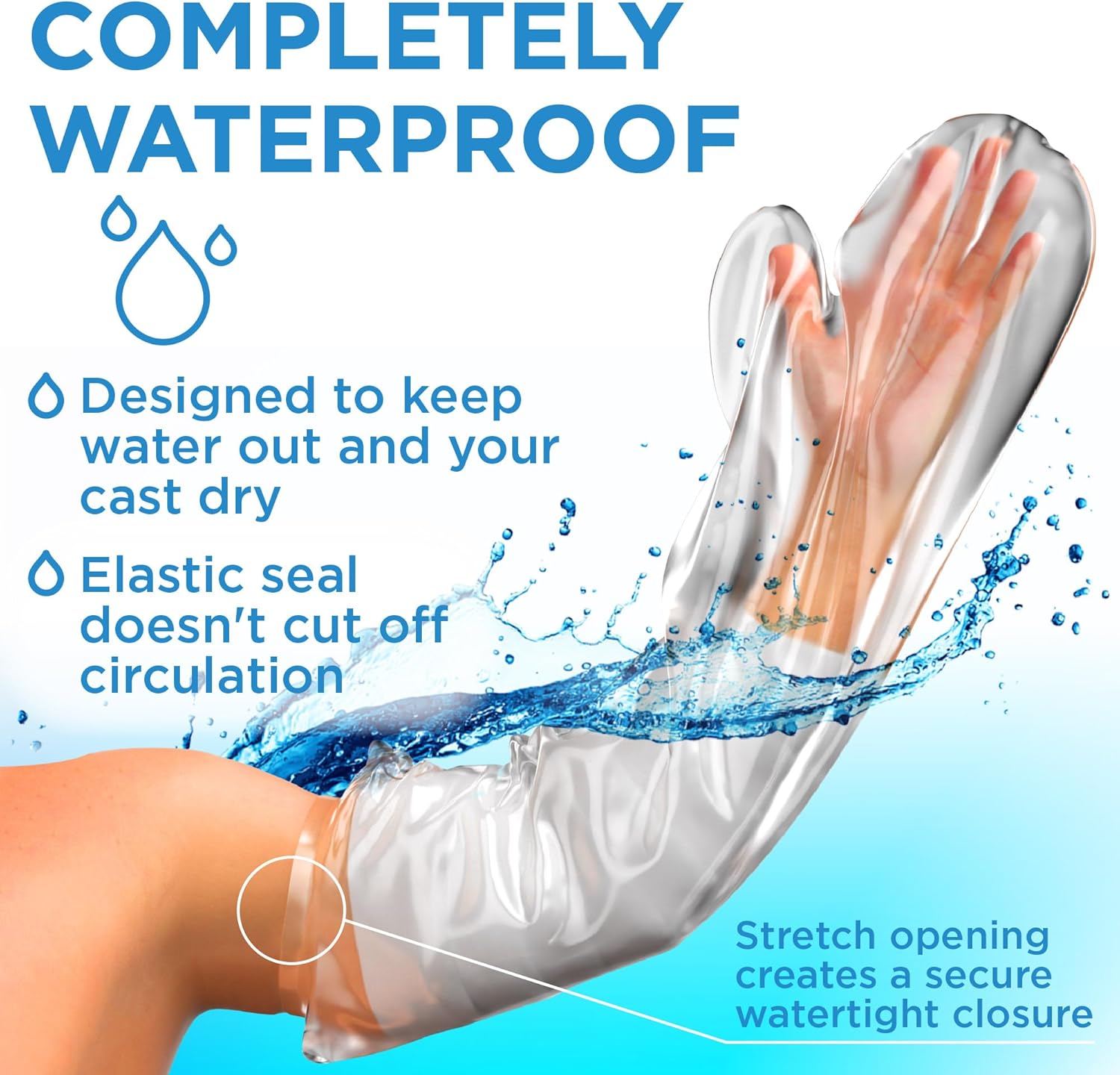 Detalle de 100% Waterproof Cast Covers for Shower Arm - 2-Pack, Reusable Full Arm Sleeves