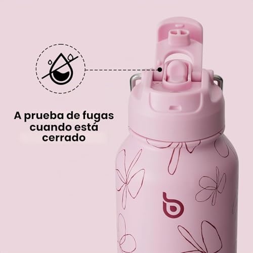 Detalle de BOTTLE BOTTLE Botella isotérmica con pastillero 900 ml — rosa, tapa doble y asa