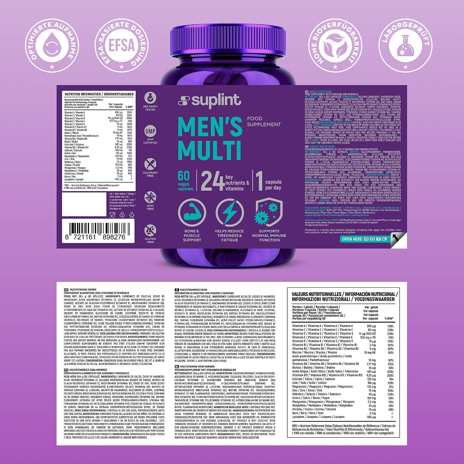 Detalle de Multivitamin für Männer, 60 Kapseln für 60 Tage