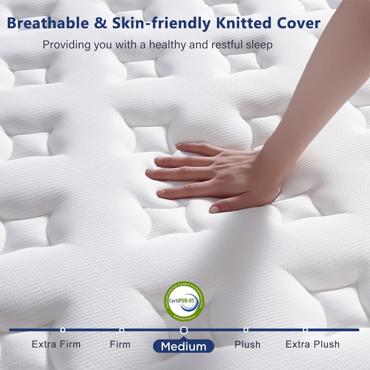 Detalle de SEZMOONSI King Size Hybrid Mattress with Gel Memory Foam, 150x200x23cm
