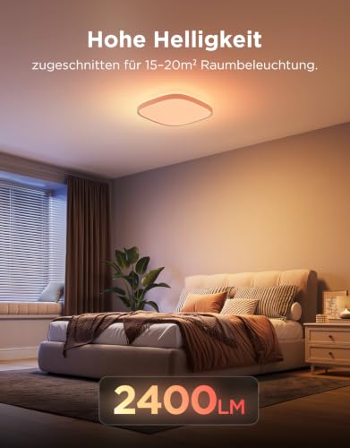 Detalle de Govee Deckenleuchte RGBIC 24W – 2400 lm, 30×30 cm, smarte LED-Deckenlampe