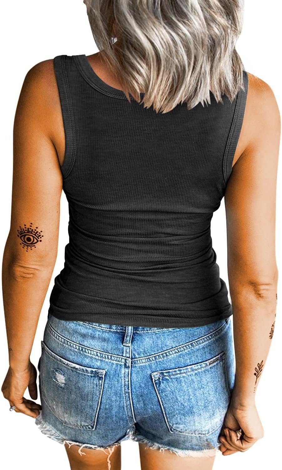 Detalle 2 de Haslike canottiera estiva da donna a coste senza maniche