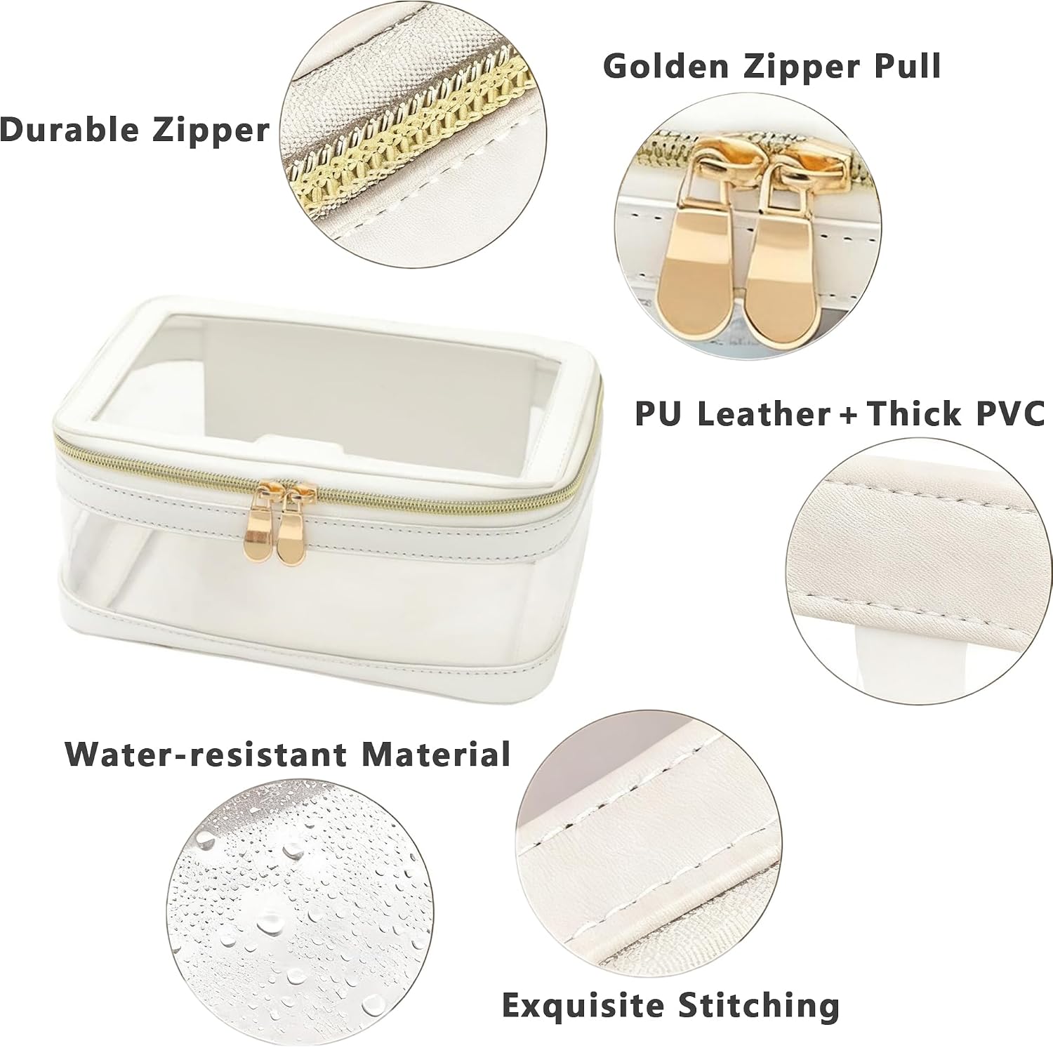 Thumbnail 1 de Hongmeru Clear Makeup Bag with Brush Bag – Transparent Travel Cosmetic Case (White)