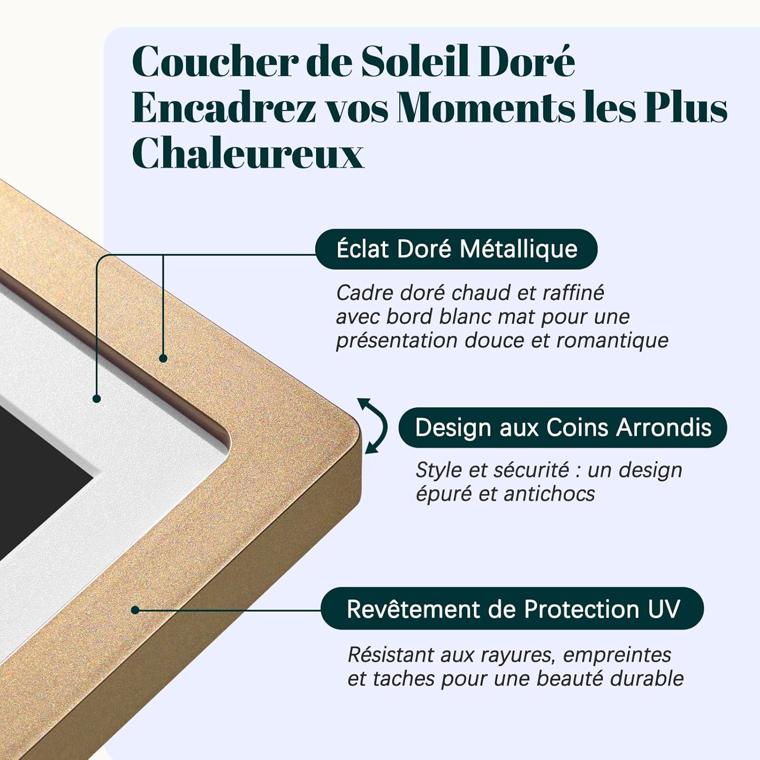 Thumbnail 1 de Frameo Cadre Photo Numérique WiFi 10,1 pouces Or Sunset – 32 Go et Écran HD IPS